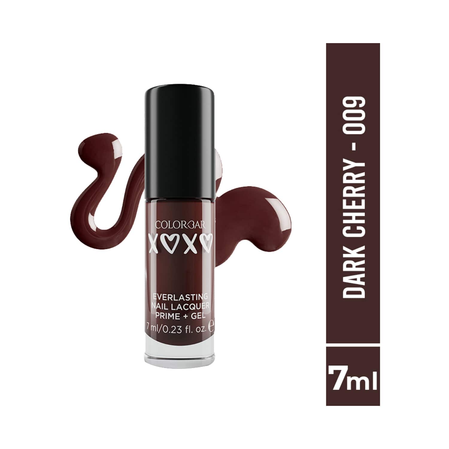 Colorbar | Colorbar Xoxo Everlasting Prime + Gel Nail Lacquer - 009-Dark Cherry (7ml)