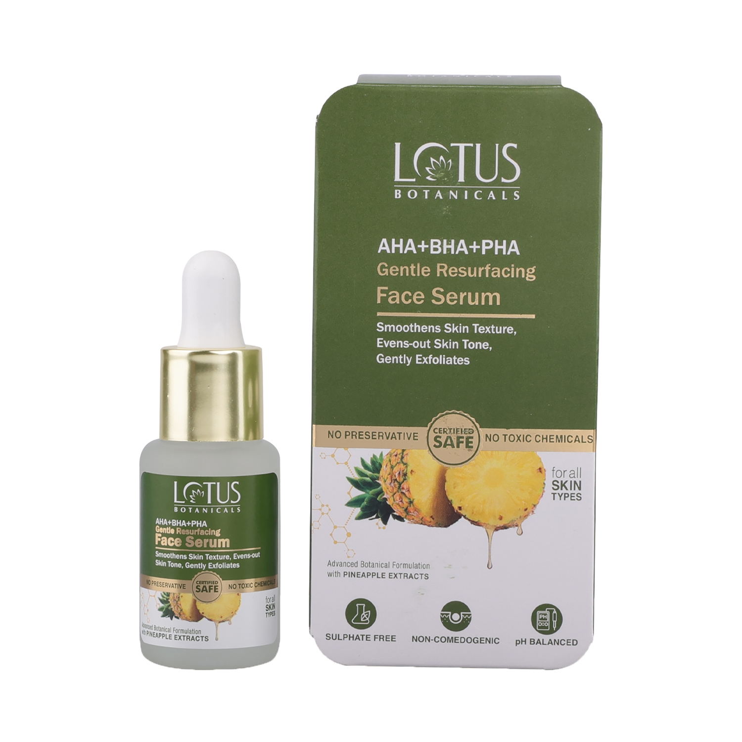 Lotus Botanicals | Lotus Botanicals Aha+Bha+Pha & Pineapple Gentle Resurfacing Serum (14ml)