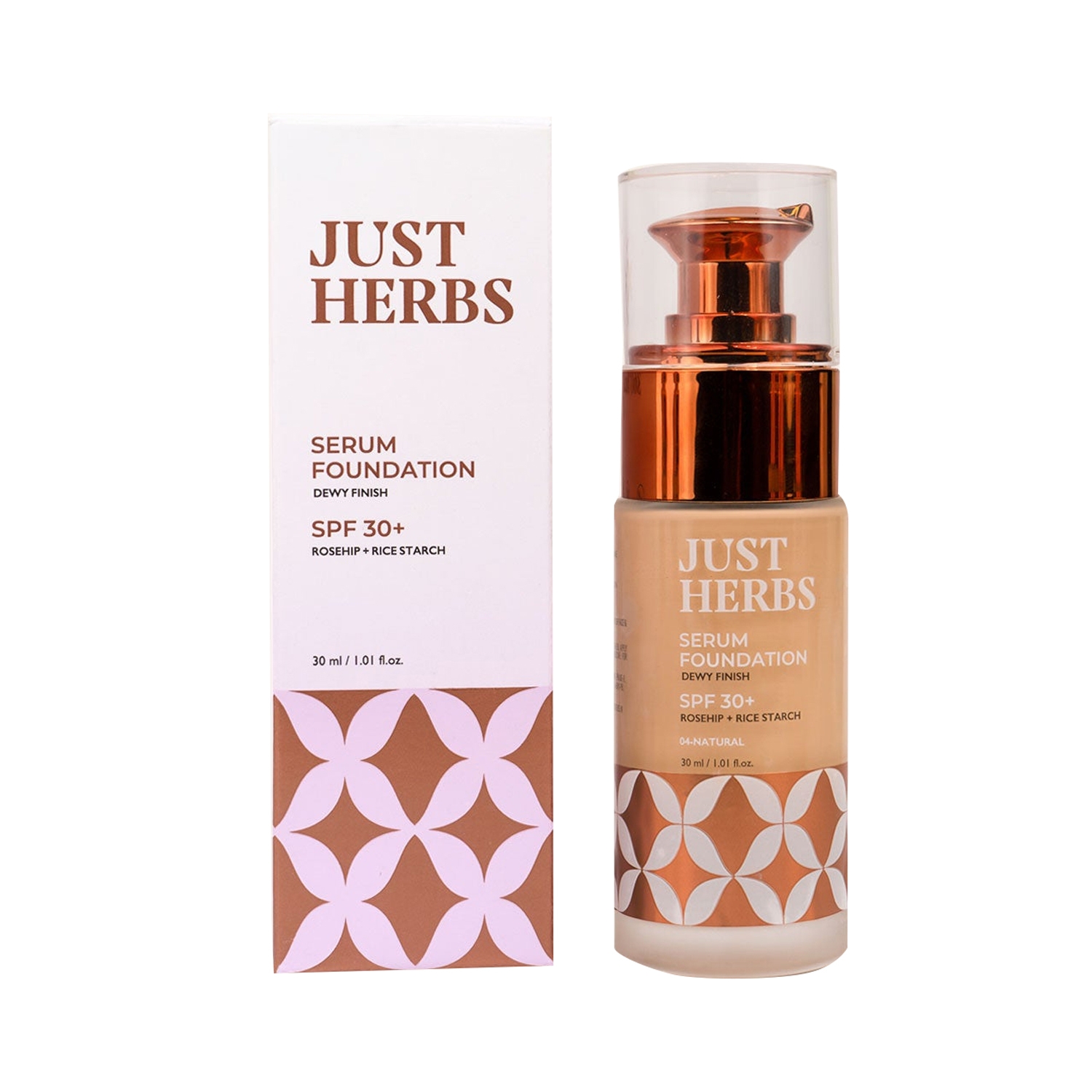 Just Herbs | Just Herbs Dewy Finish Serum Foundation SPF 30+ - 04 Natural (30ml)