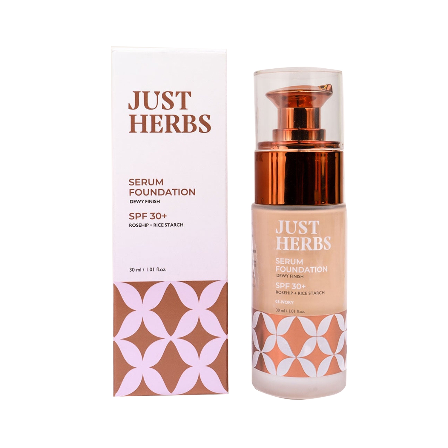 Just Herbs | Just Herbs Dewy Finish Serum Foundation SPF 30+ - 03 Ivory (30ml)