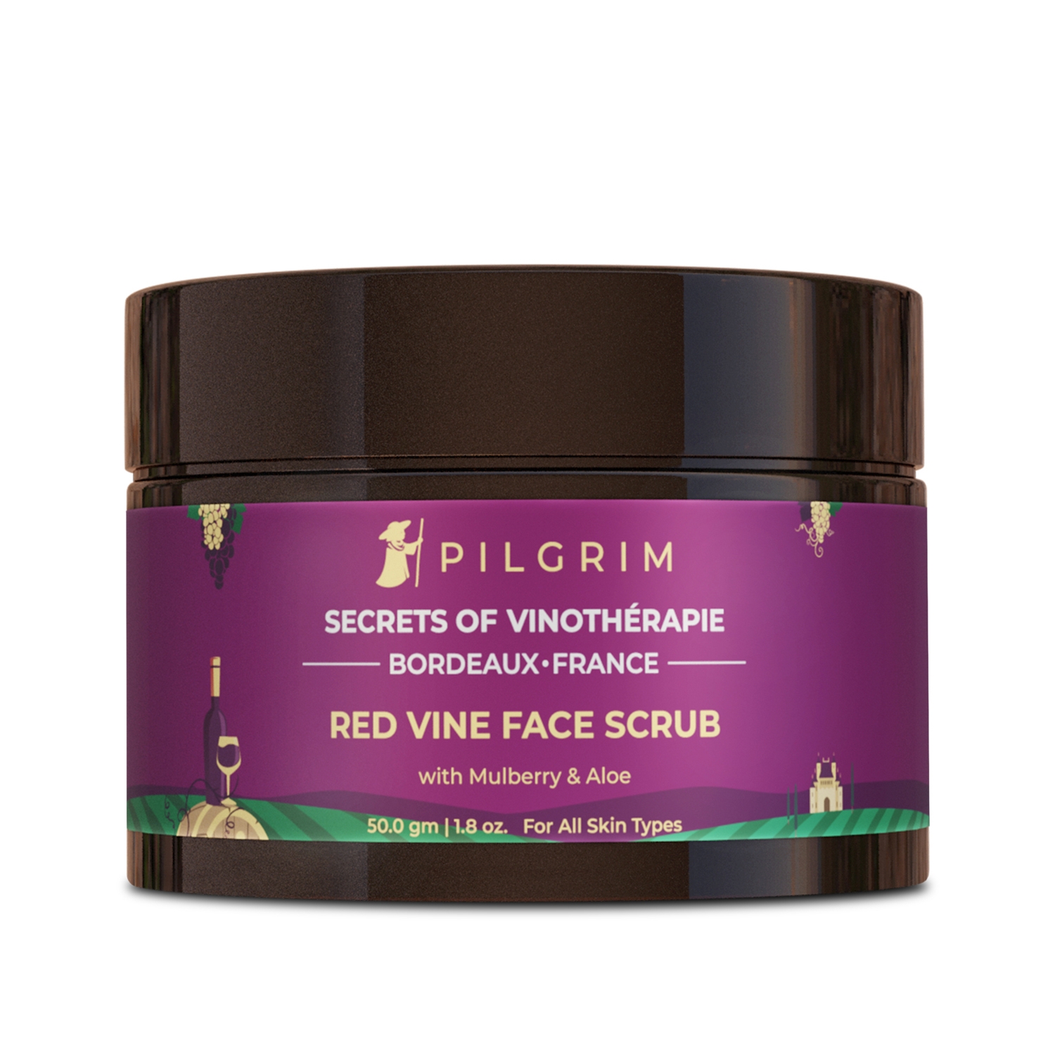 Pilgrim Red Vine Face Scrub With Mulberry & Aloe (50g)