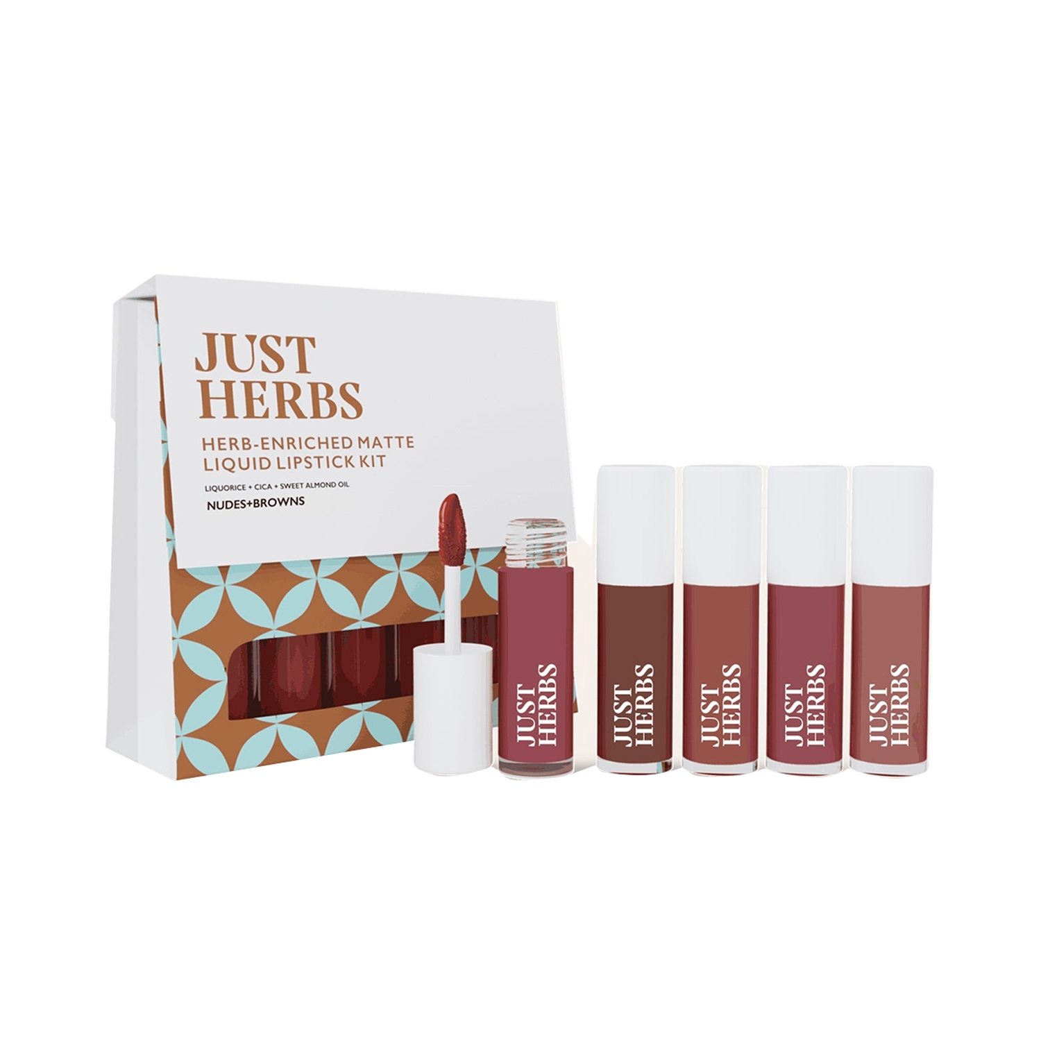 Just Herbs | Just Herbs Herb Enriched Matte Liquid Lipstick Kit - Nudes Browns (5Pcs)