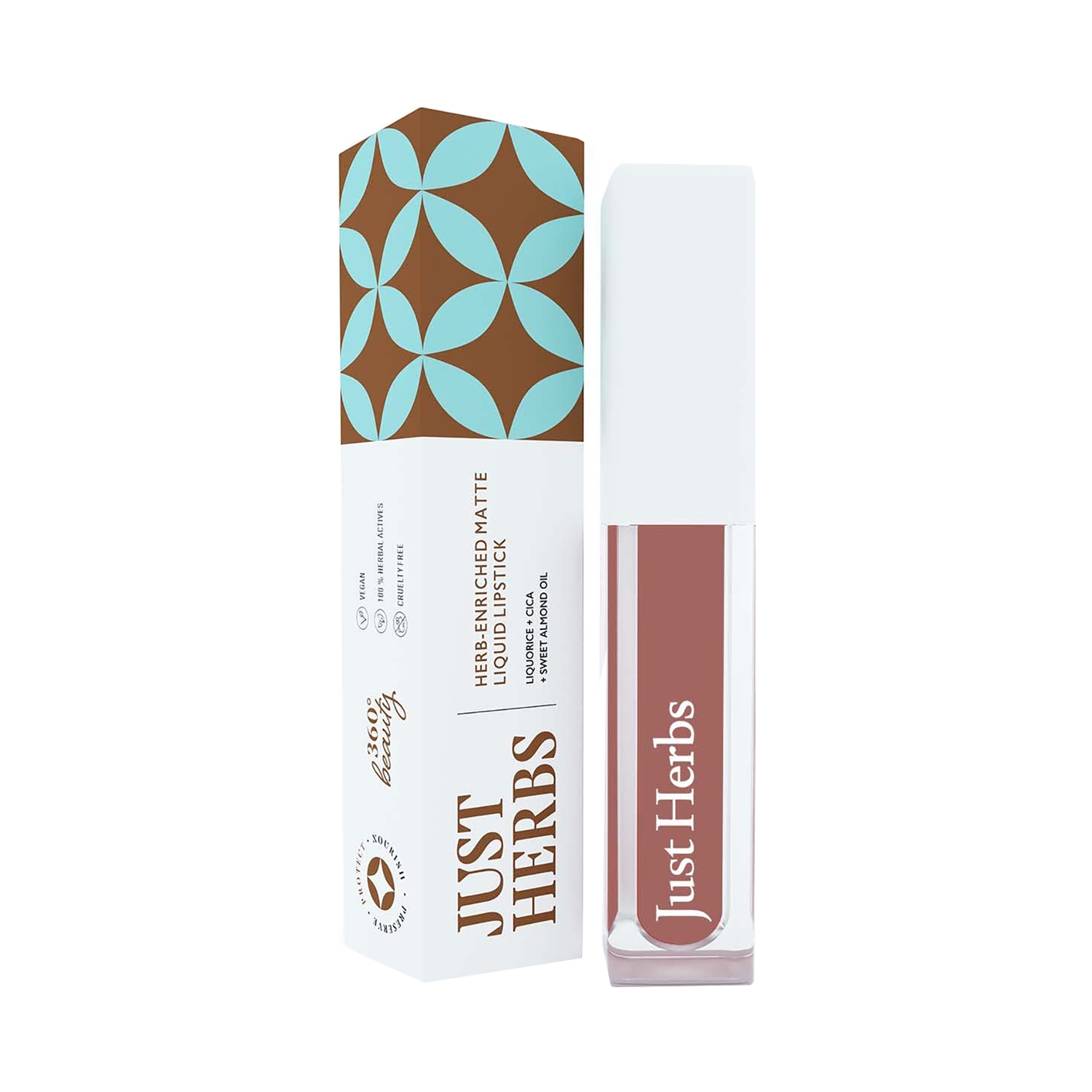Just Herbs | Just Herbs Ayurvedic Matte Liquid Lipstick - 15 Almond Glaze (2ml)