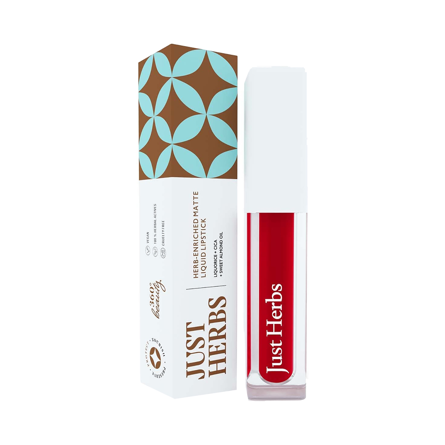 Just Herbs | Just Herbs Ayurvedic Matte Liquid Lipstick - 01 Hibiscus Red (2ml)