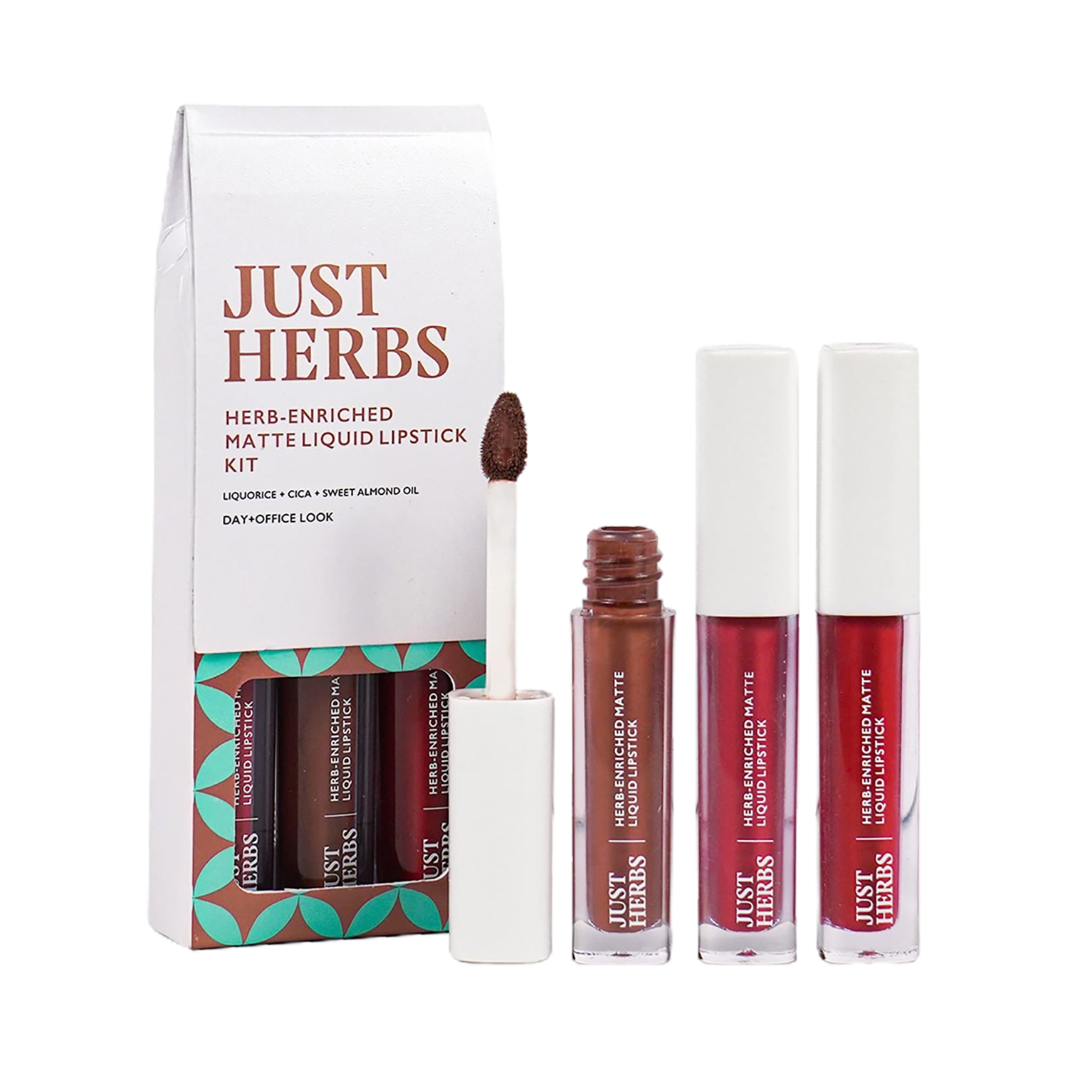 Just Herbs | Just Herbs Enriched Matte Liquid Lipstick - Liquorice Brown, Raisin Rust and Dusty Rose (3 Pcs)