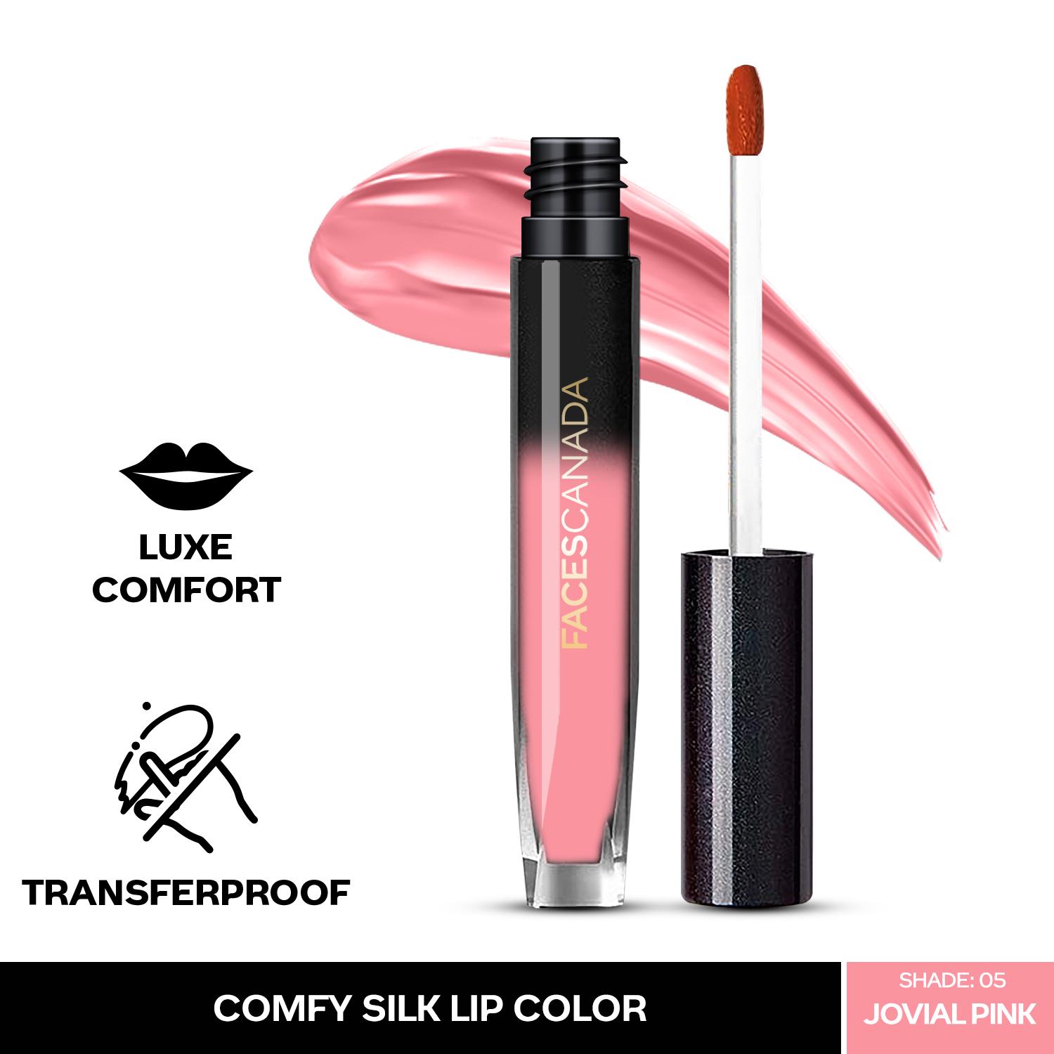 Faces Canada | Faces Canada Comfy Silk Lip Color I Mulberry Oil, Luxe Comfort, No Dryness I Jovial Pink 05 (3 ml)