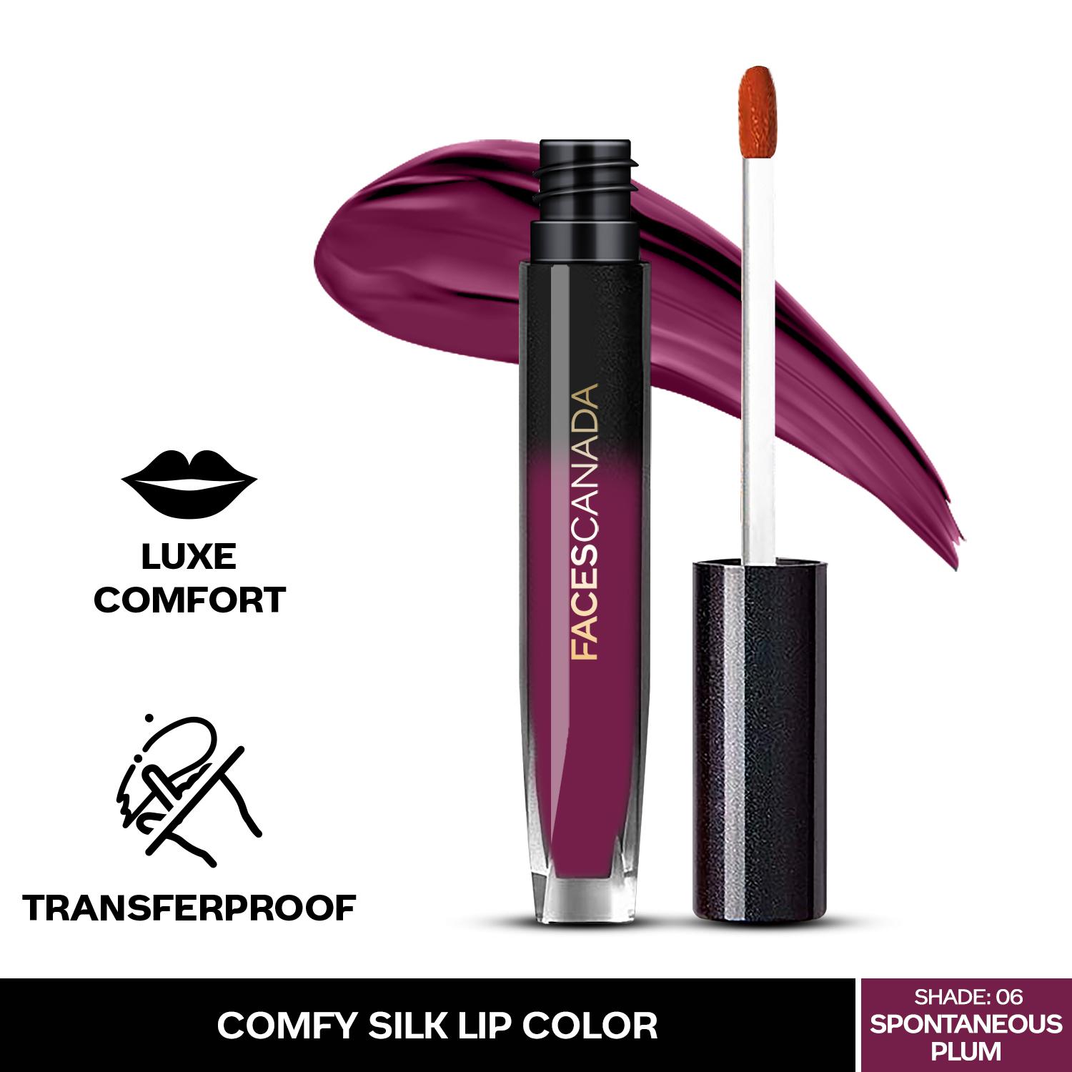 Faces Canada | Faces Canada Comfy Silk Lip Color I Mulberry Oil, Luxe Comfort, No Dryness I Spontaneous Plum 6 (3 ml)