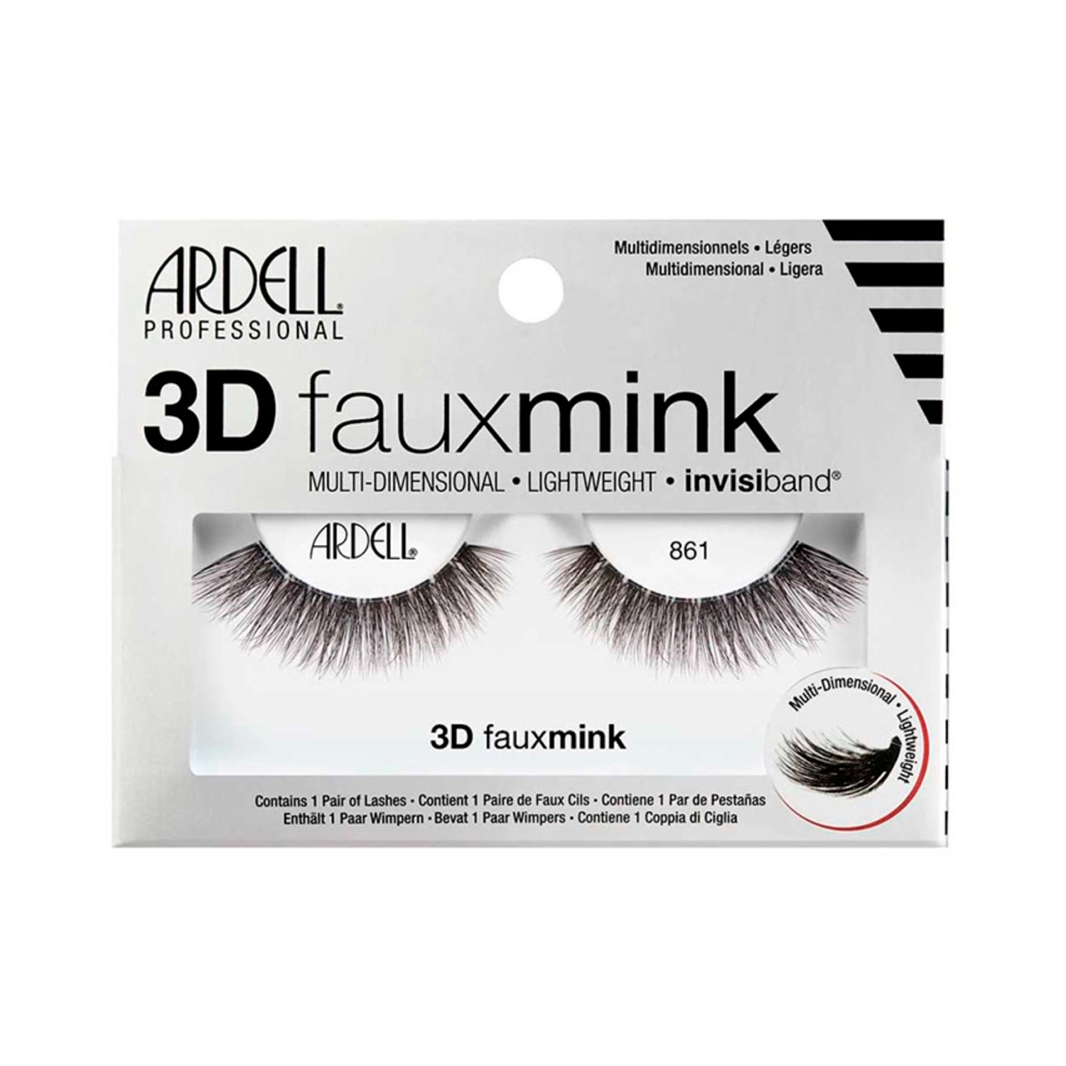 Ardell 3D Faux Mink Eyelashes 861 Black - 70484 (1 Pair)