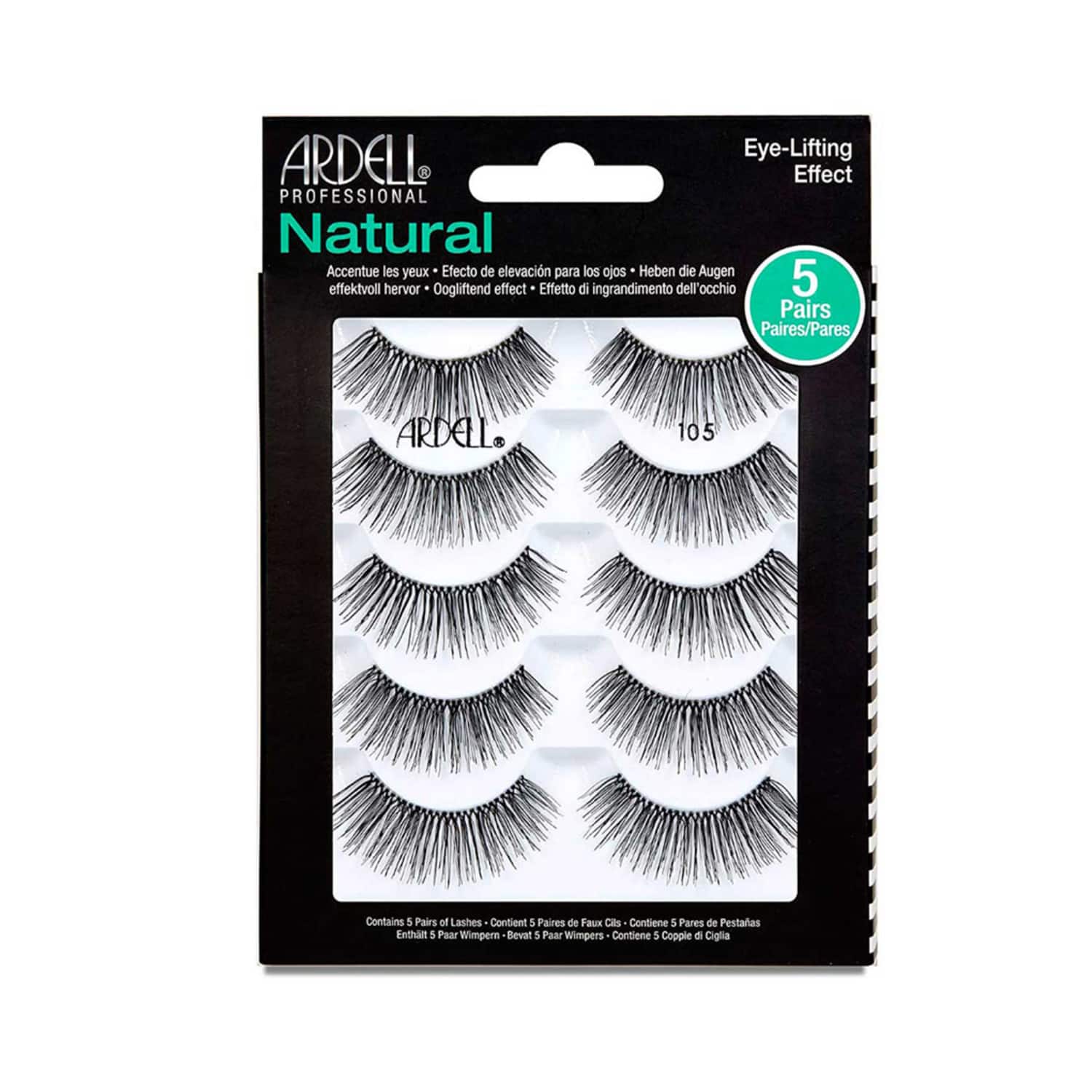 Ardell Natural 5 Pack Eyelashes 105 Black 61568 5 Pairs
