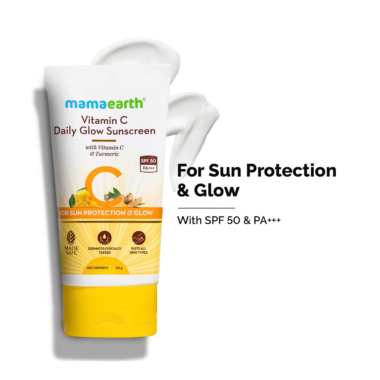 Mamaearth | Mamaearth Vitamin C Daily Glow Sunscreen SPF 50 PA++ (50g)