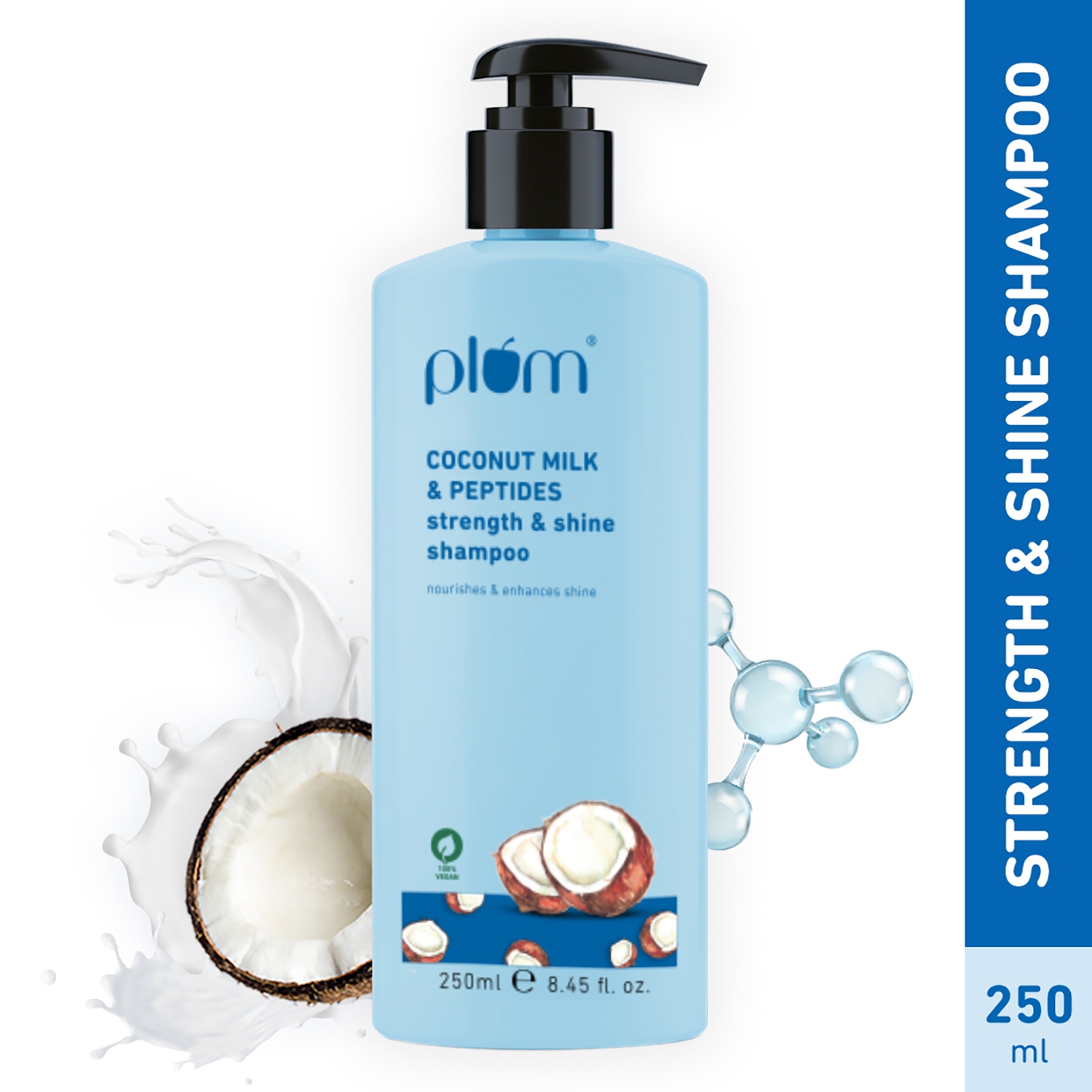 Plum | Plum Coconut Milk & Peptides Strength & Shine Shampoo for Dull & Dry Hair (250ml)