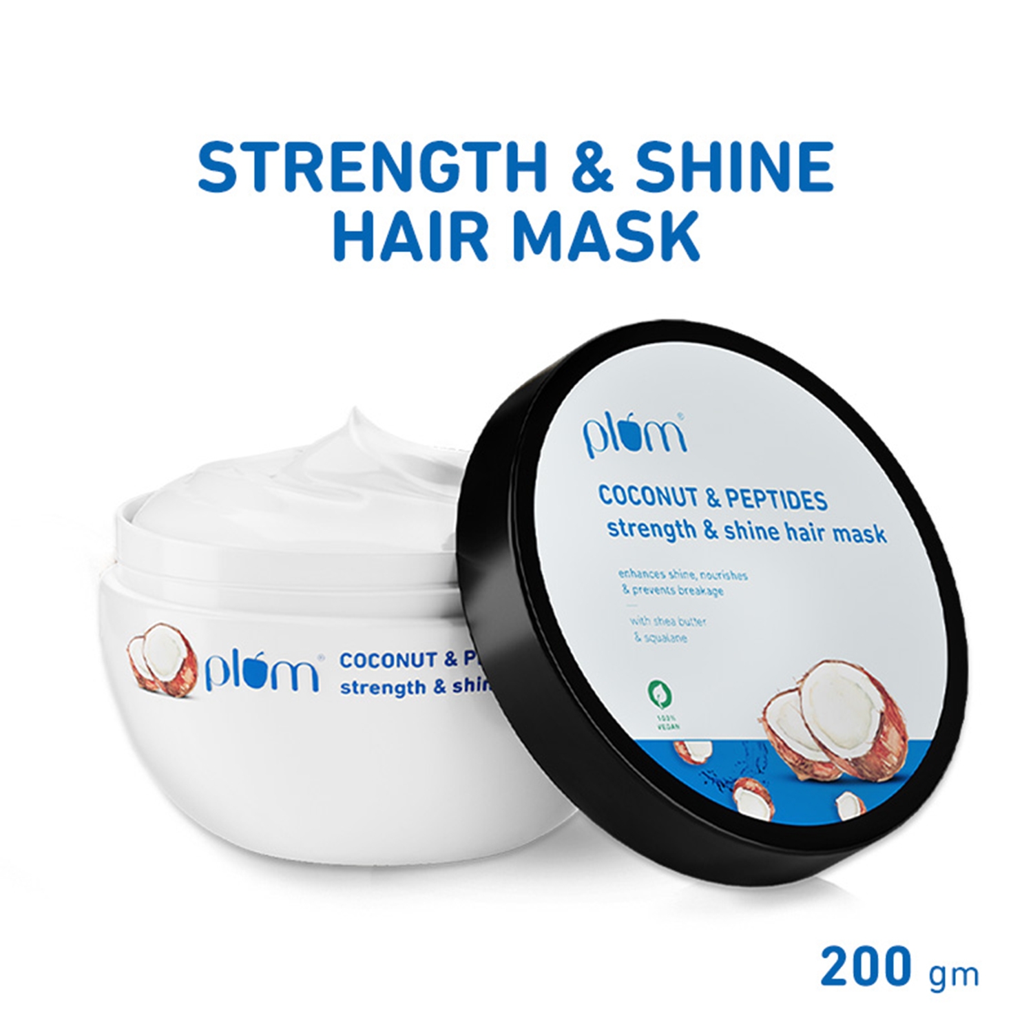 Plum | Plum Coconut & Peptides Strength & Shine Hair mask for Dull & Dry Hair, Restore Hair Moisture(200g)