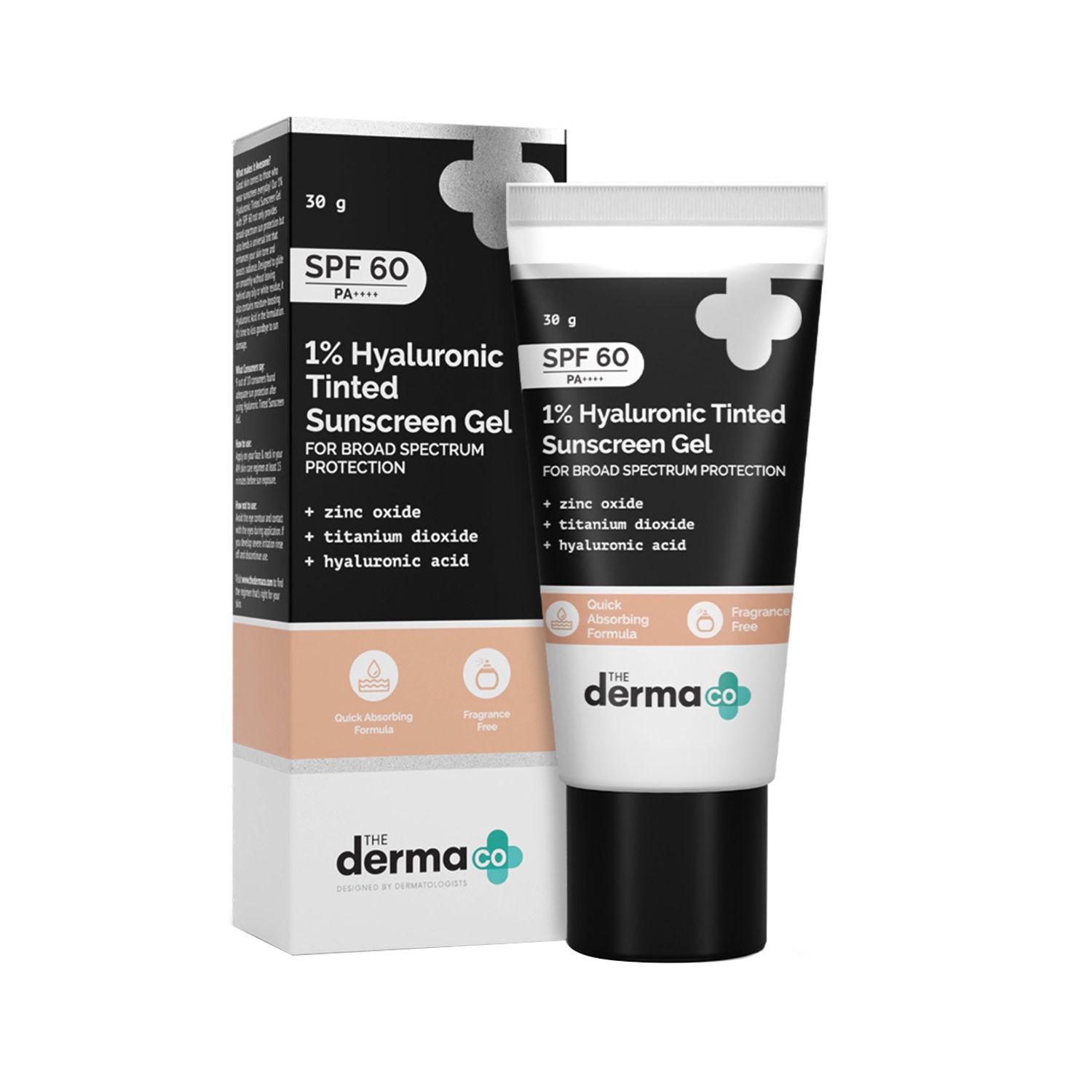 The Derma Co | The Derma Co 1% Hyaluronic Tinted Sunscreen Gel With SPF 60 PA++ (30g)
