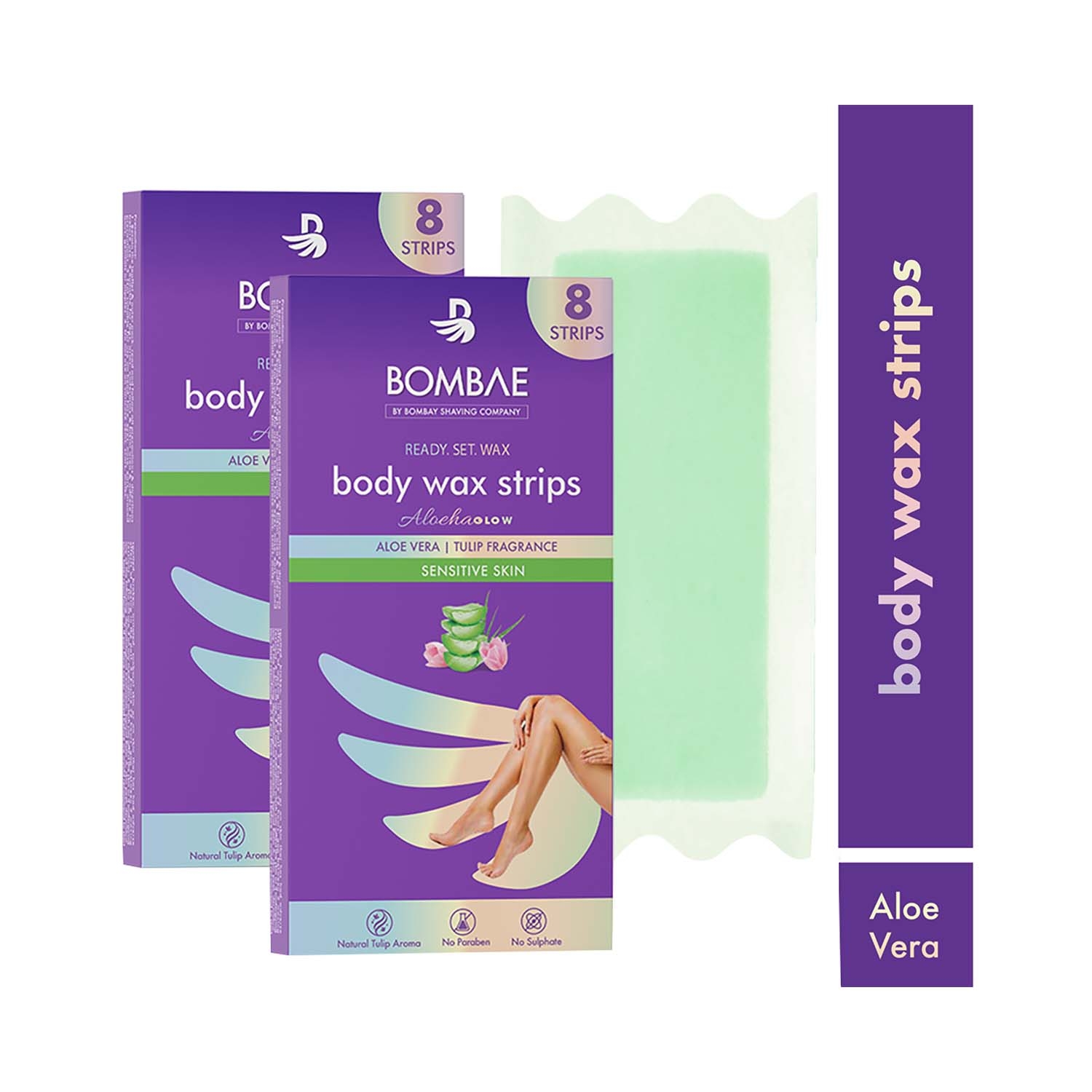 Bombae Ready Set Body Wax Strips for Sensitive Skin - (10Pcs)