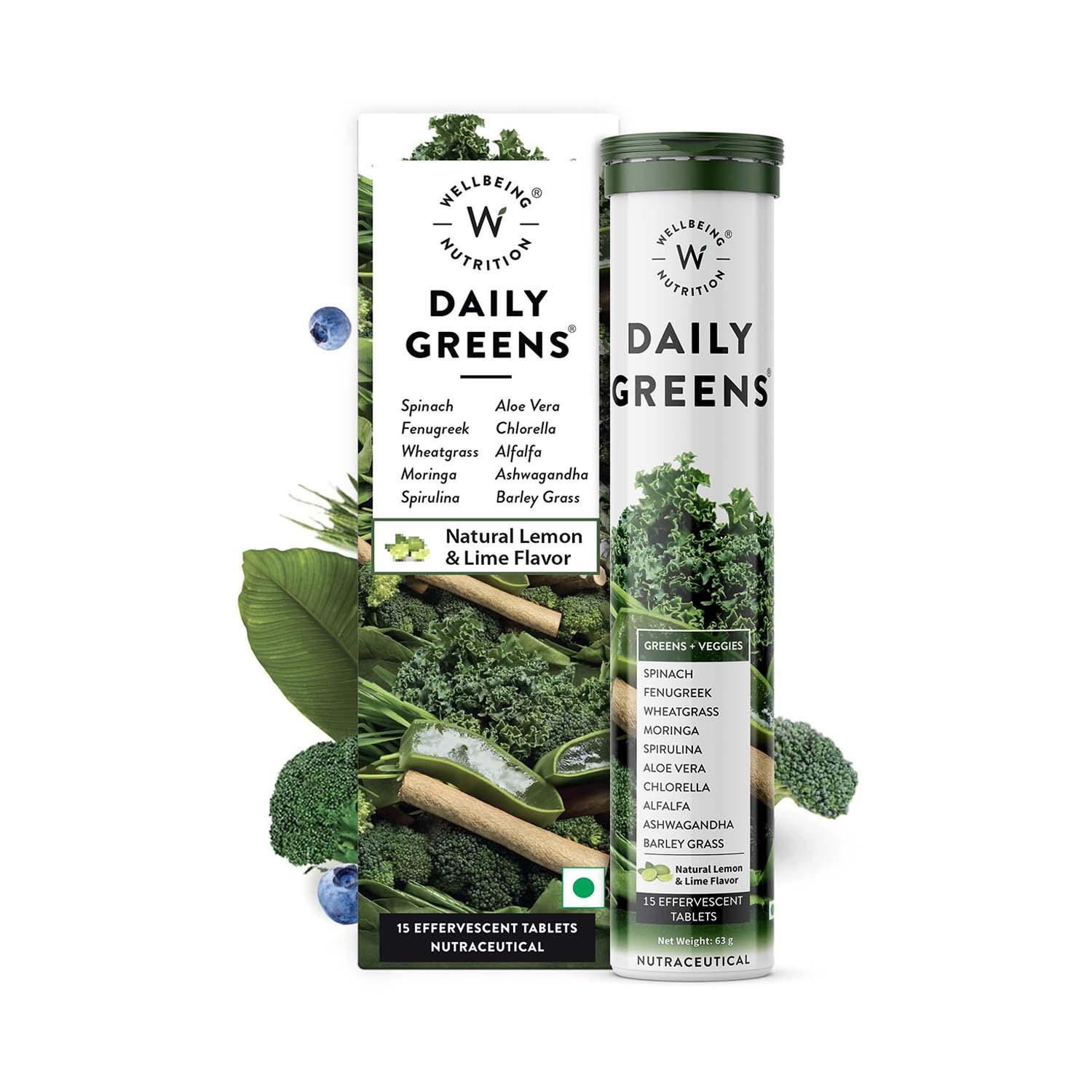 Wellbeing Nutrition | Wellbeing Nutrition Daily Greens Wholefood Multivitamin with Vitamin C, Zinc, B6, B12 for Immunity and Detox