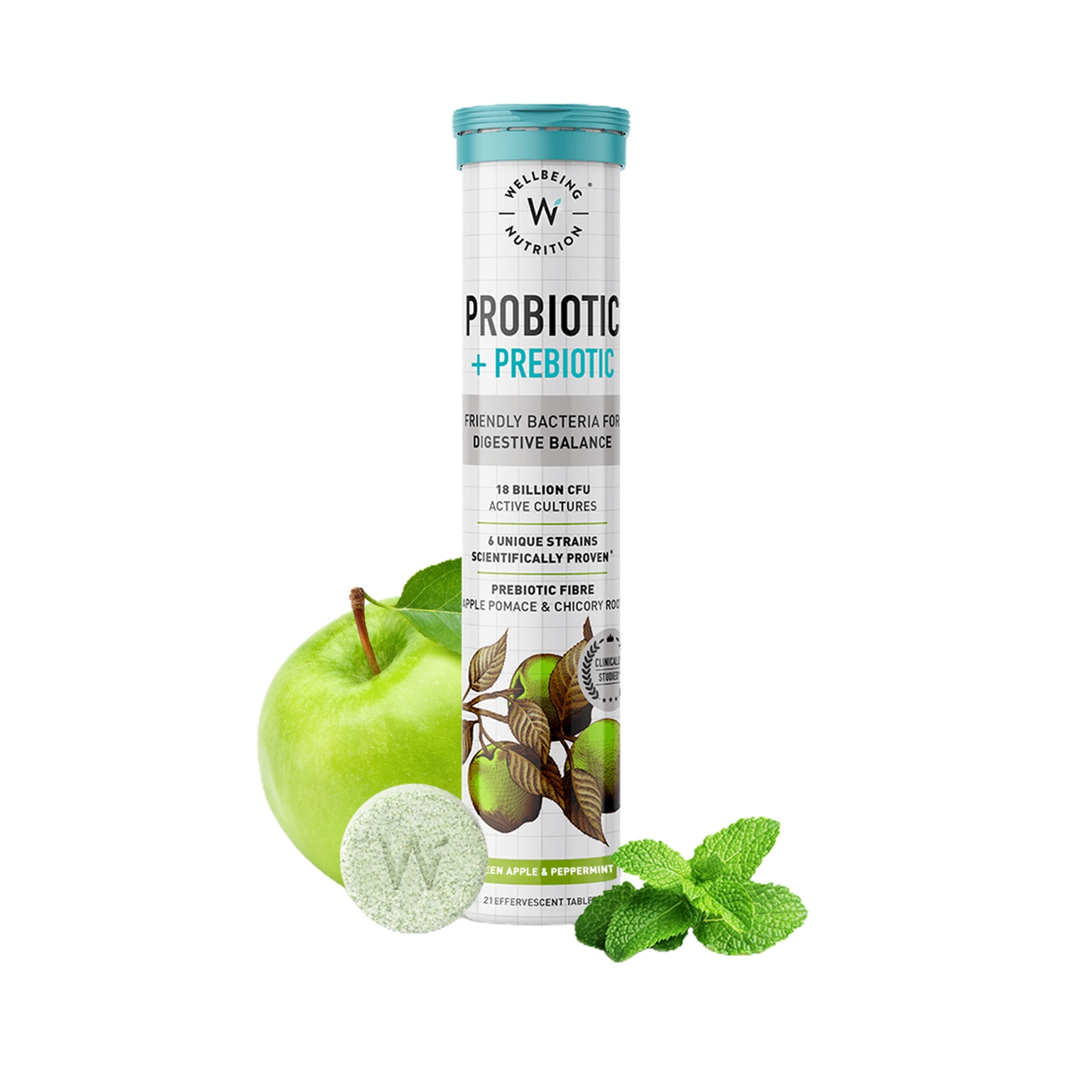 Wellbeing Nutrition | Wellbeing Nutrition Probiotic + Prebiotic Symbiotic with 18BCFU for Complete Digestive Balance