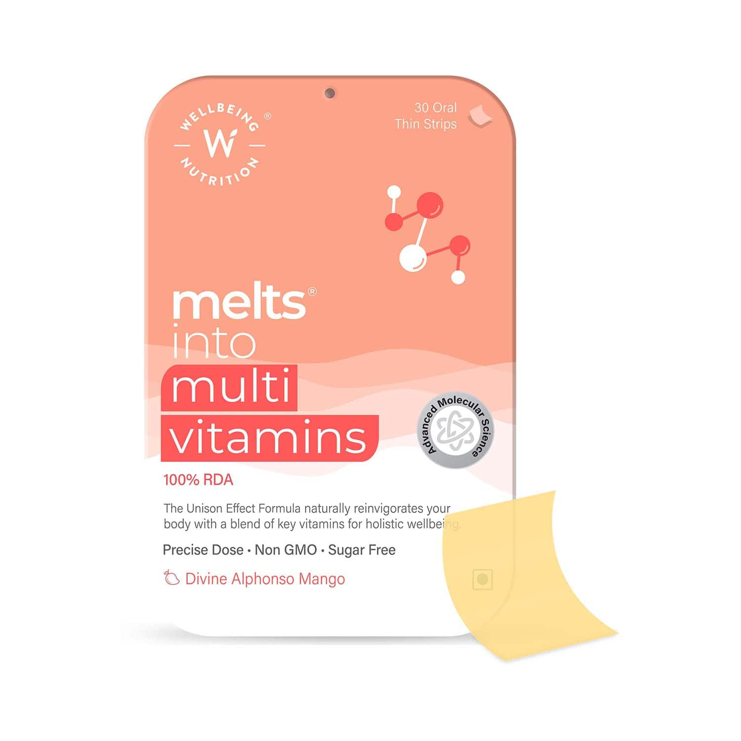 Wellbeing Nutrition | Wellbeing Nutrition Melts Complete Multivitamin with 100% RDA of Vitamin A, B-Complex, Vitamin C D3 + K2 (30 Strips)