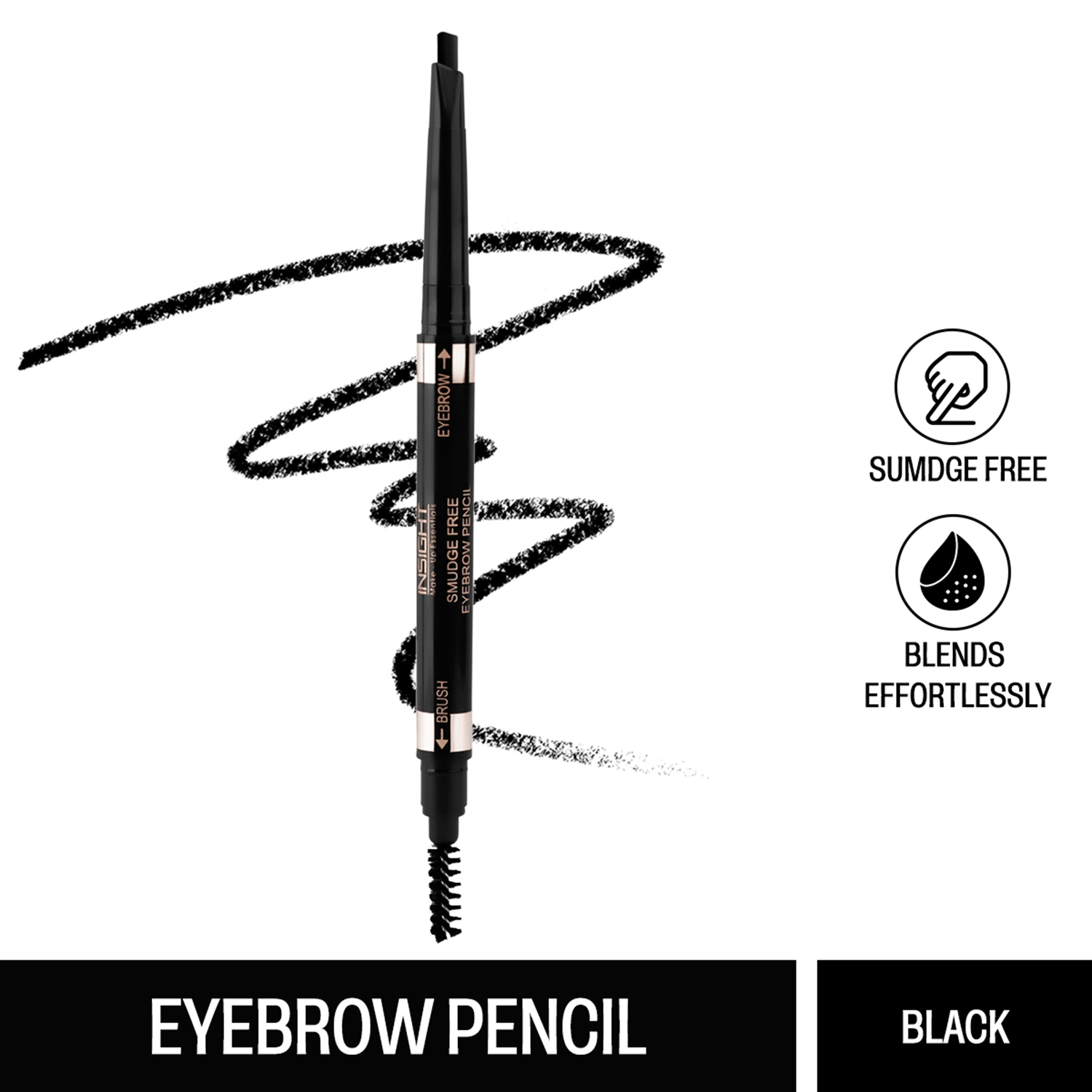 Insight Cosmetics | Insight Cosmetics Smudge Free Eyebrow Pencil - Black (0.5g)