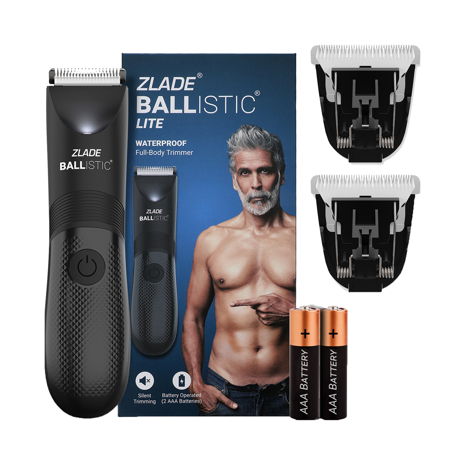 Zlade | Zlade Ballistic Lite Manscaping Full-Body Trimmer With Extra Heads For Men (3Pcs)