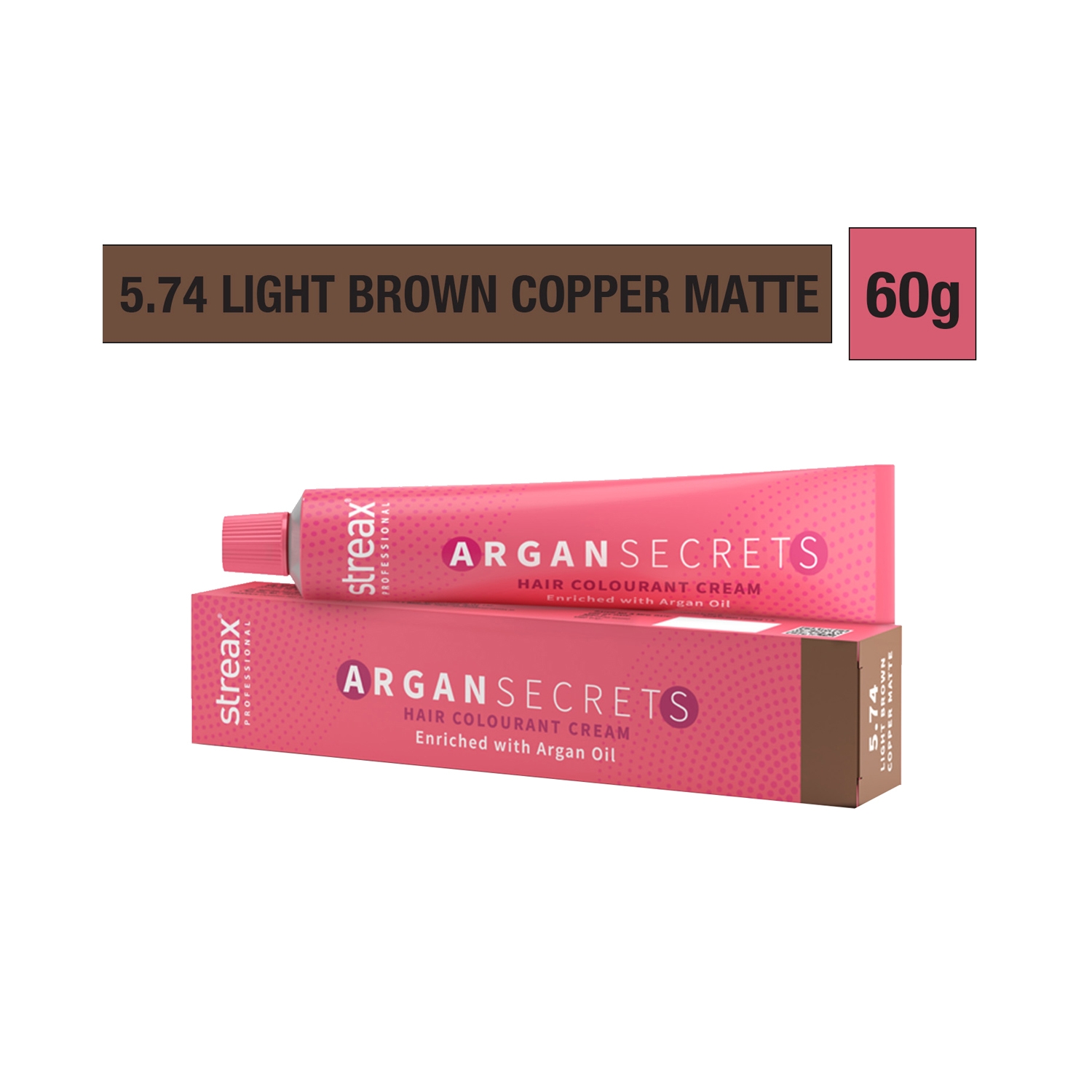 Streax Professional | Streax Professional Argan Secrets Hair Colorant Cream - 5.74 Light Brown Copper Matte (60g)