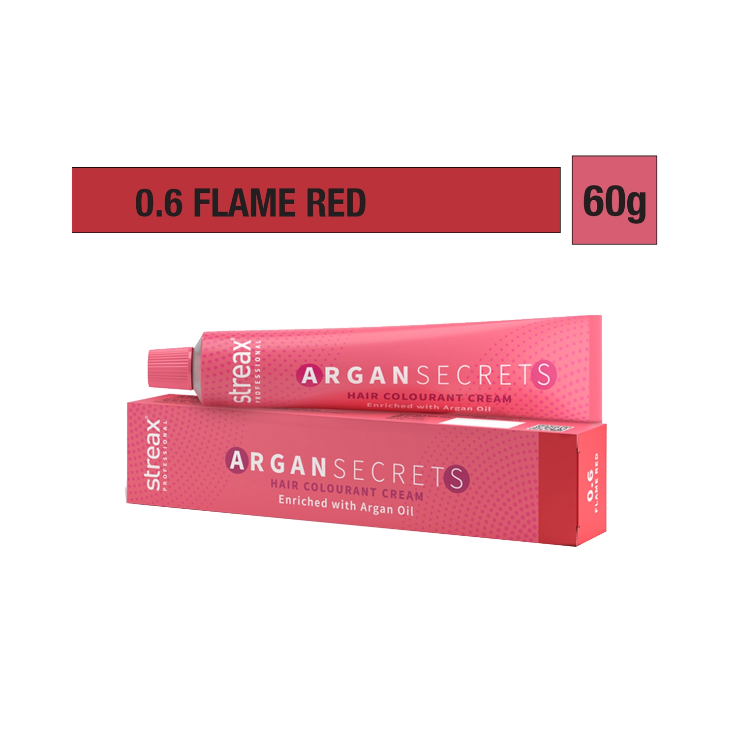 Streax Professional Argan Secrets Hair Colorant Cream - 0.6 Flame Red (60g)