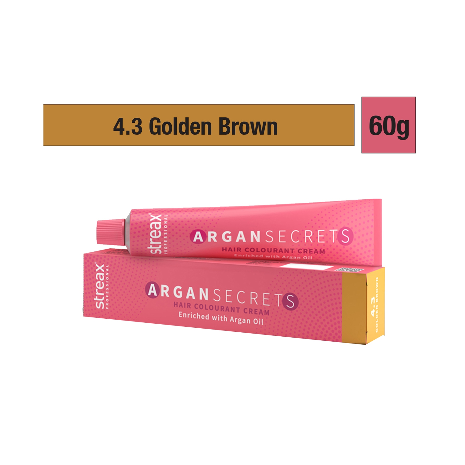 Streax Professional | Streax Professional Argan Secrets Hair Colorant Cream - 4.3 Golden Brown (60g)