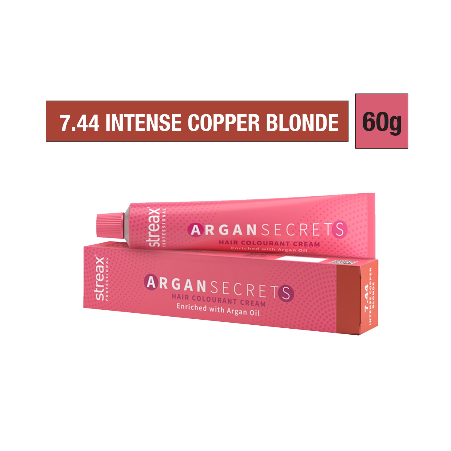 Streax Professional | Streax Professional Argan Secrets Hair Colorant Cream - 7.44 Intense Copper Blonde (60g)