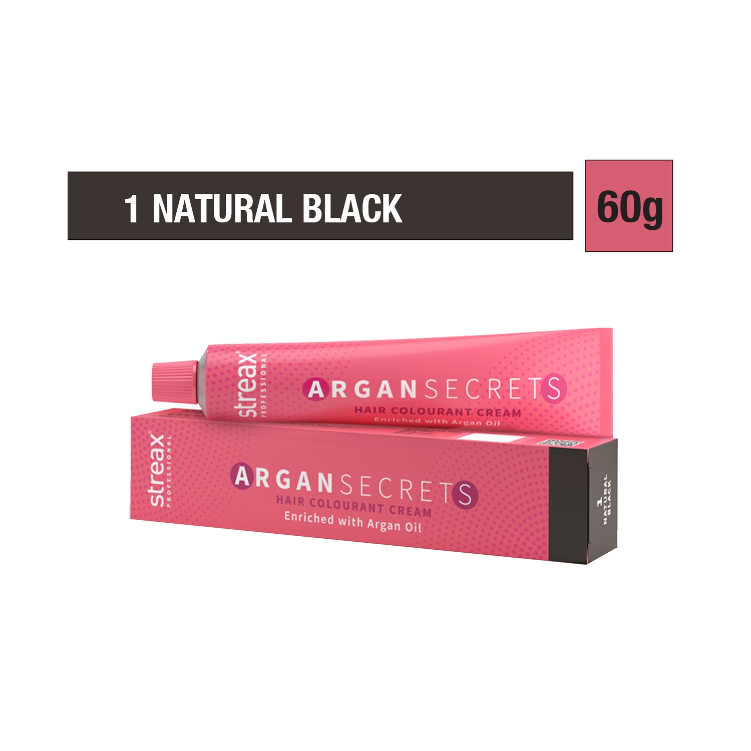 Streax Professional | Streax Professional Argan Secrets Hair Colorant Cream - 1 Natural Black (60g)