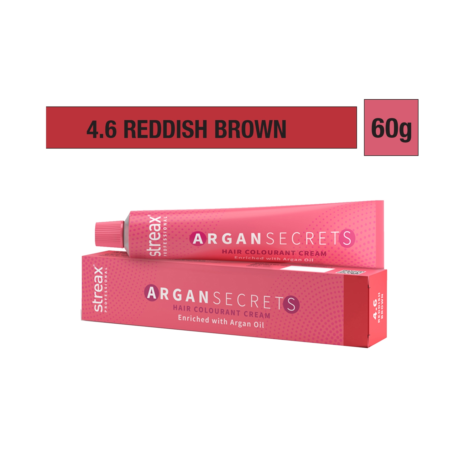 Streax Professional Argan Secrets Hair Colorant Cream - 4.6 Reddish Brown (60g)