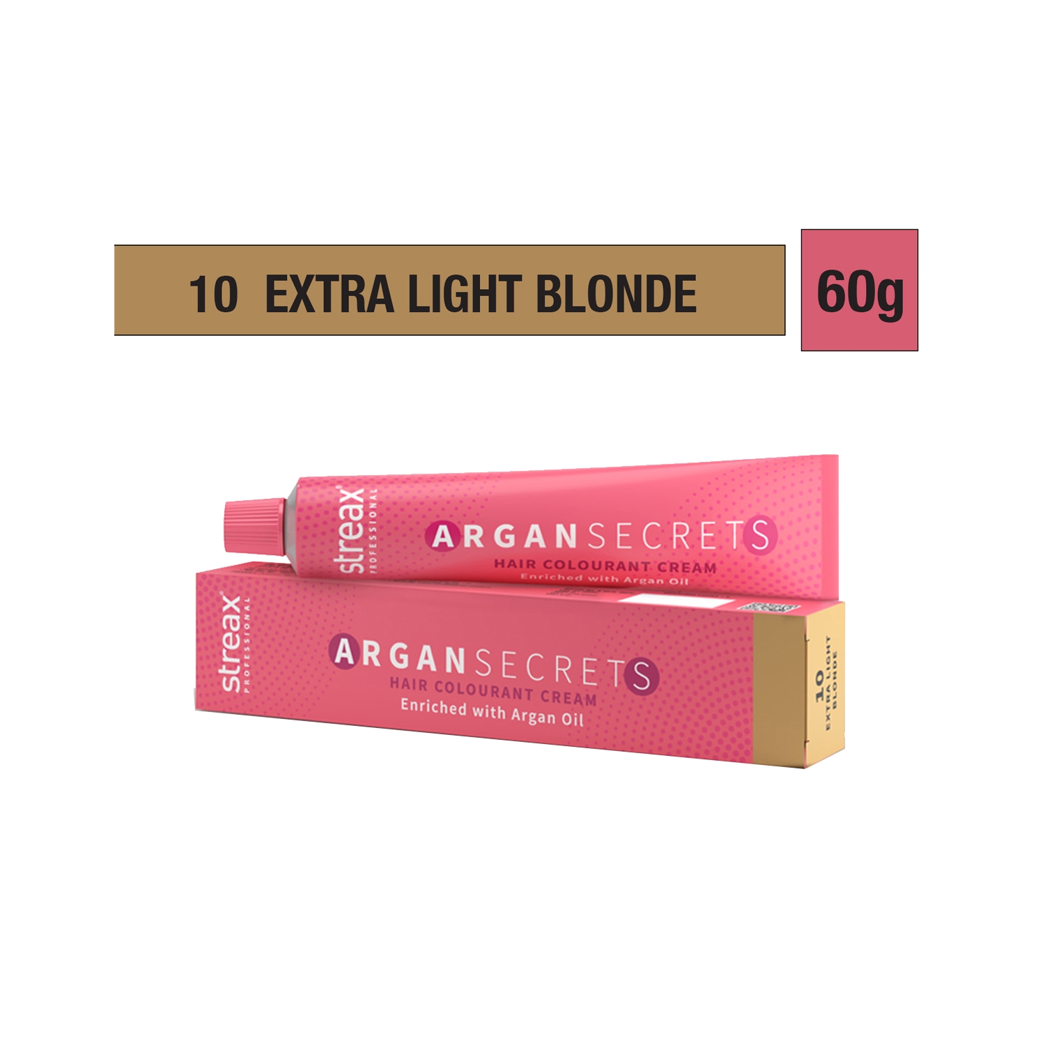 Streax Professional Argan Secrets Hair Colorant Cream - 10 Extra Light Blonde (60g)