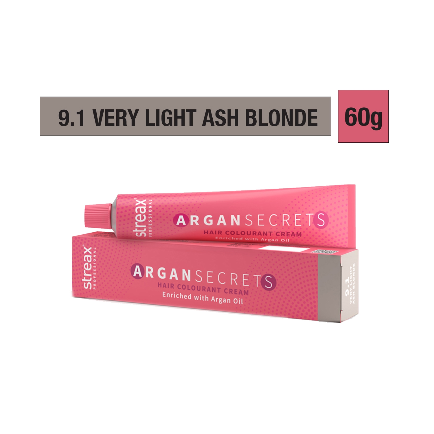 Streax Professional | Streax Professional Argan Secrets Hair Colorant Cream - 9.1 Very Light Ash Brown (60g)