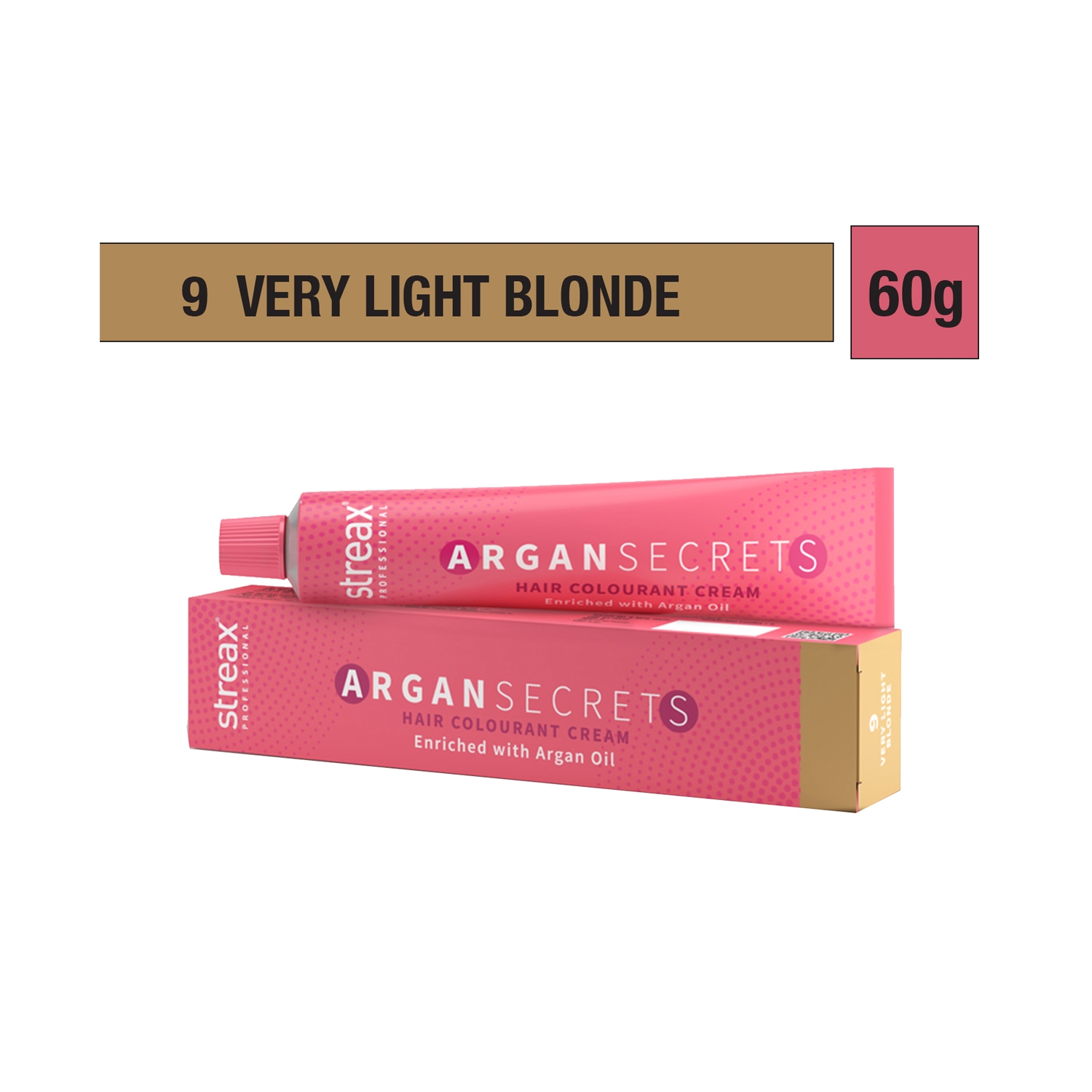 Streax Professional Argan Secrets Hair Colorant Cream - 9 Very Light Blonde (60g)