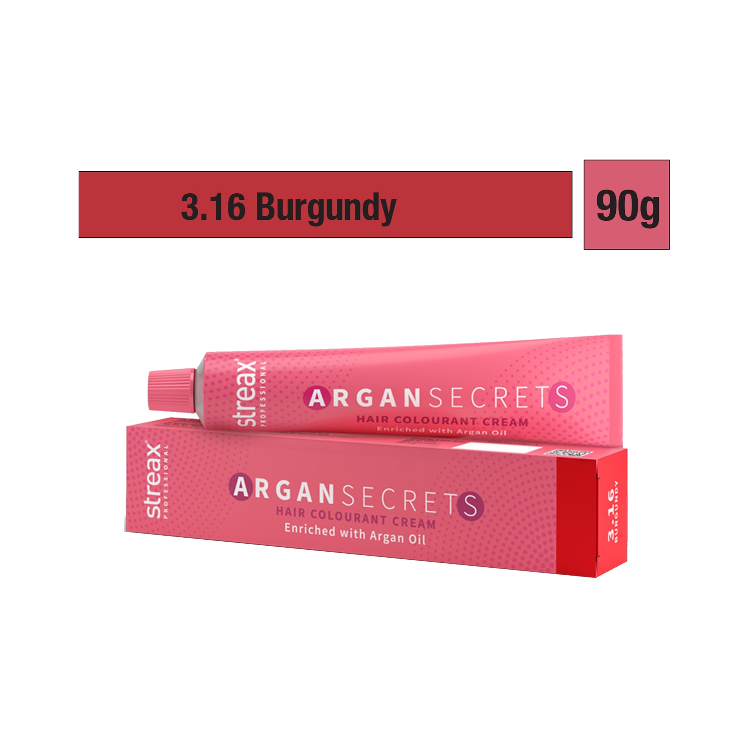 Streax Professional Argan Secrets Hair Colorant Cream - 3.16 Burgundy (90g)