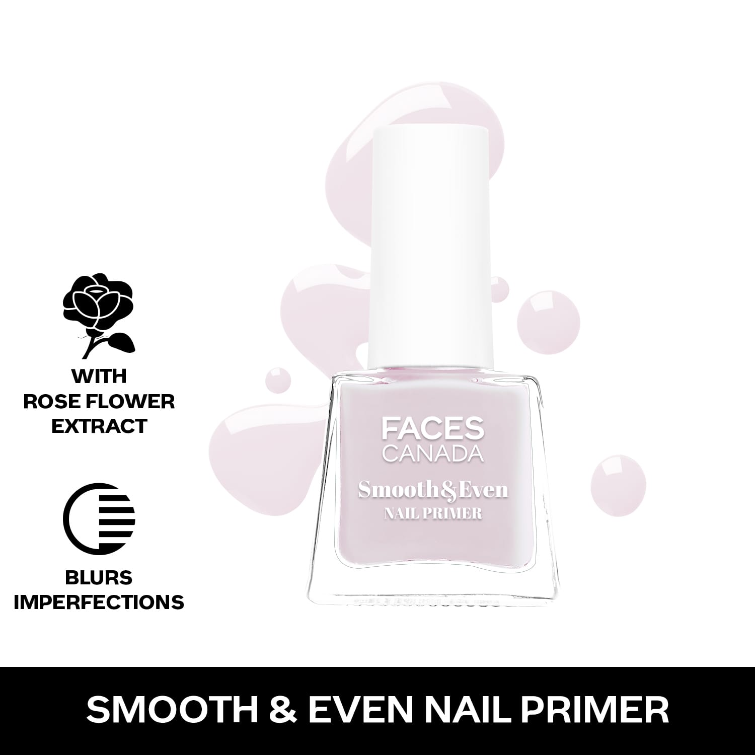 Faces Canada | Faces Canada Smooth & Even Nail Primer, Vitamin E & Rose Quartz, Cruelty-free (5 ml)