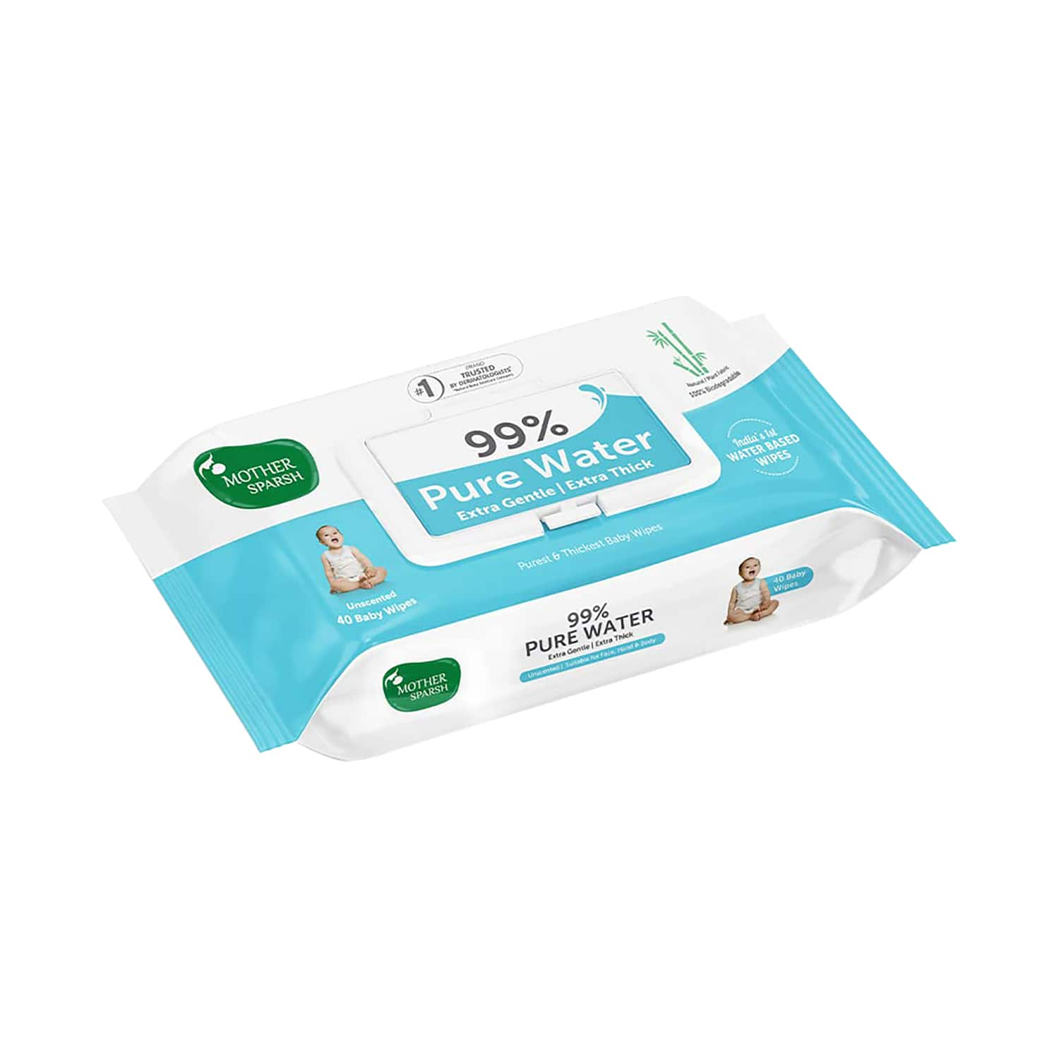 Mother Sparsh | Mother Sparsh 99% Pure Water Unscented Baby Wipes (40 Wipes)