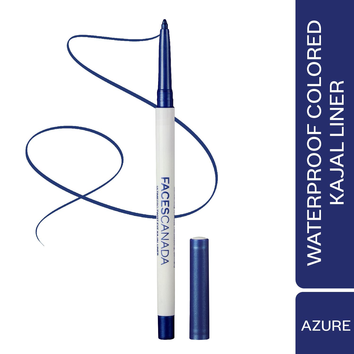 Faces Canada | Faces Canada Ultime Pro Twist Eye Kajal Liner - Azure, Intense Color, 24HR Stay, Waterproof (0.35 g)