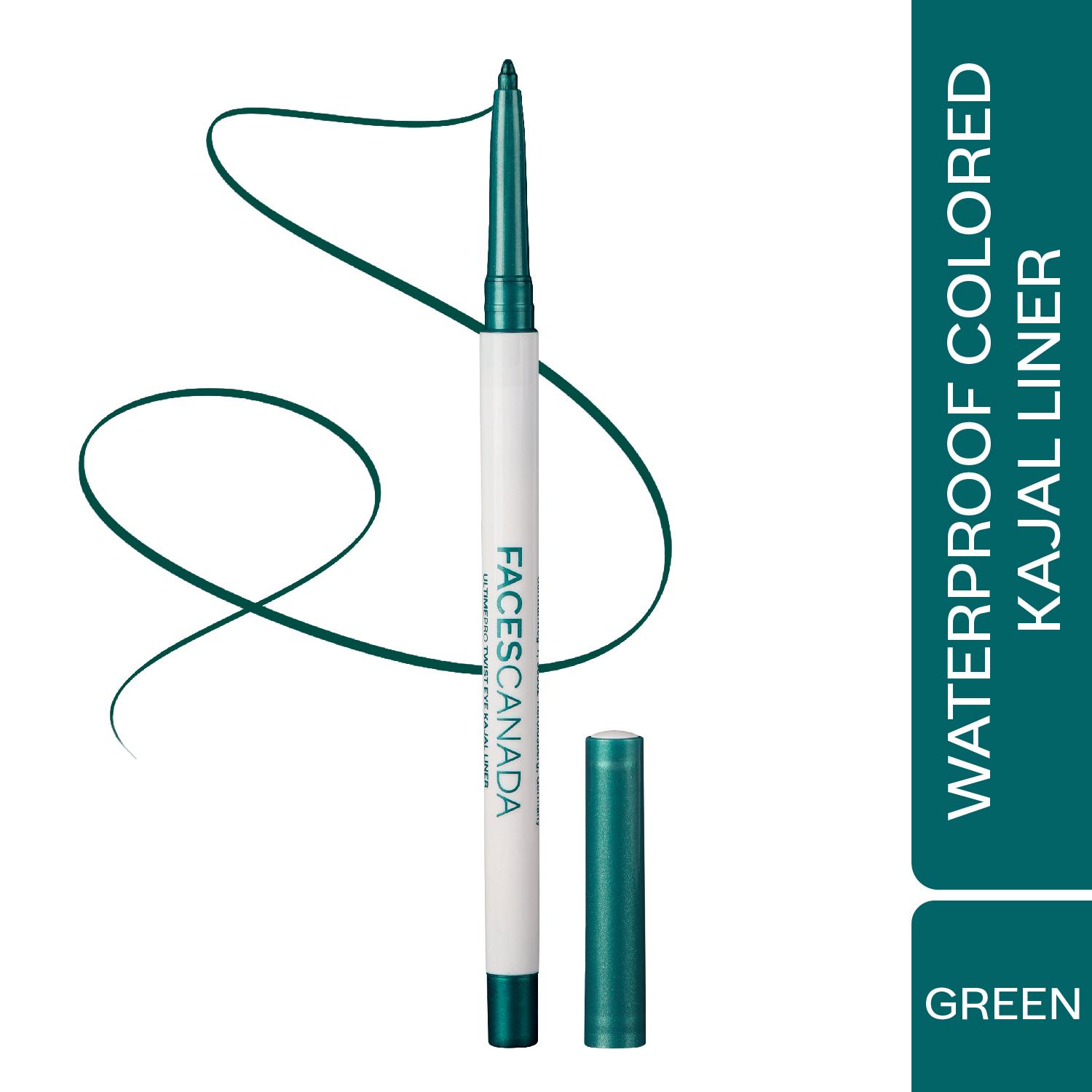 Faces Canada | Faces Canada Ultime Pro Twist Eye Kajal Liner - Green, Intense Color, 24HR Stay, Waterproof (0.35 g)