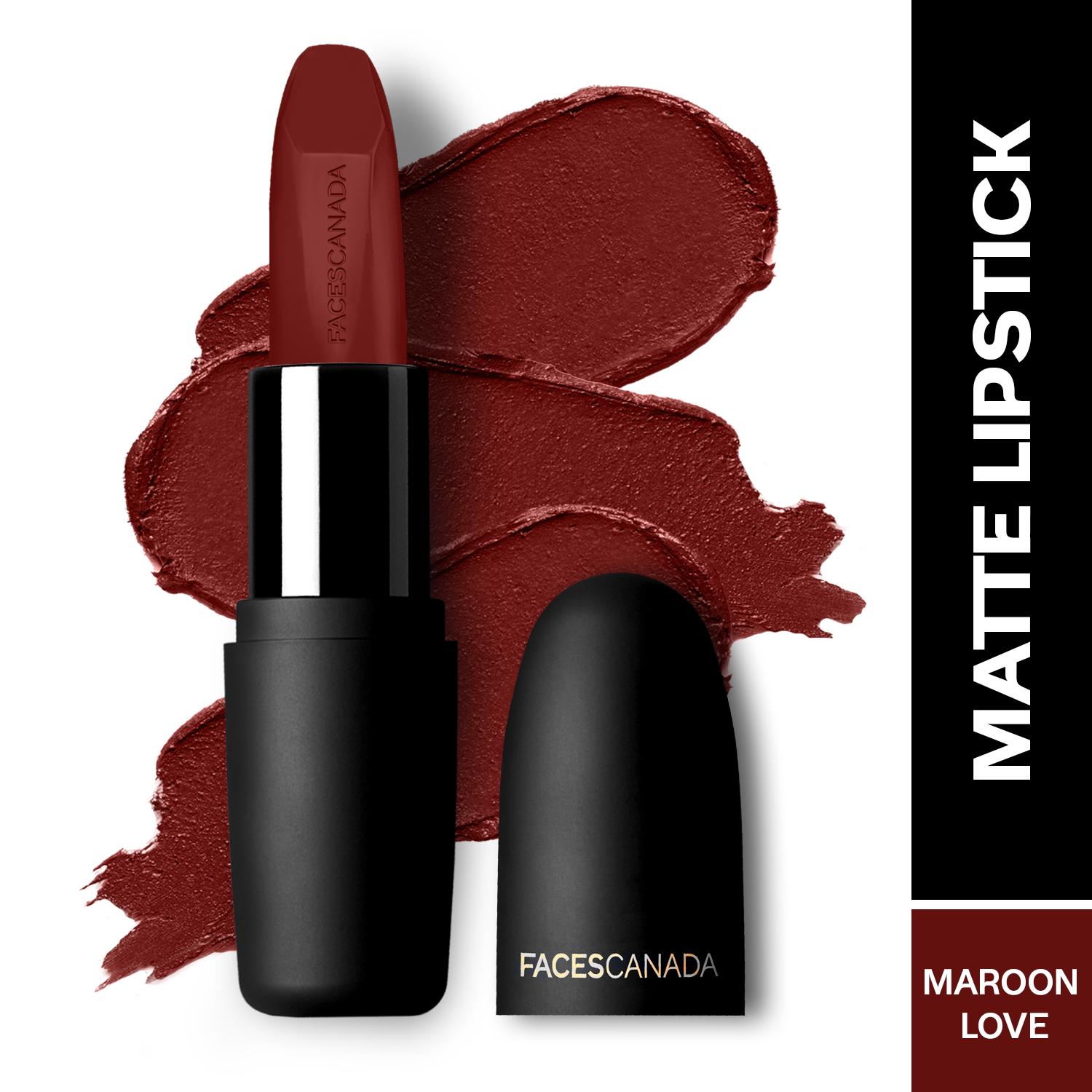 Faces Canada | Faces Canada Weightless Matte Lipstick, Pigmented and Hydrated Lips - Maroon Love 06 (4.5 g)