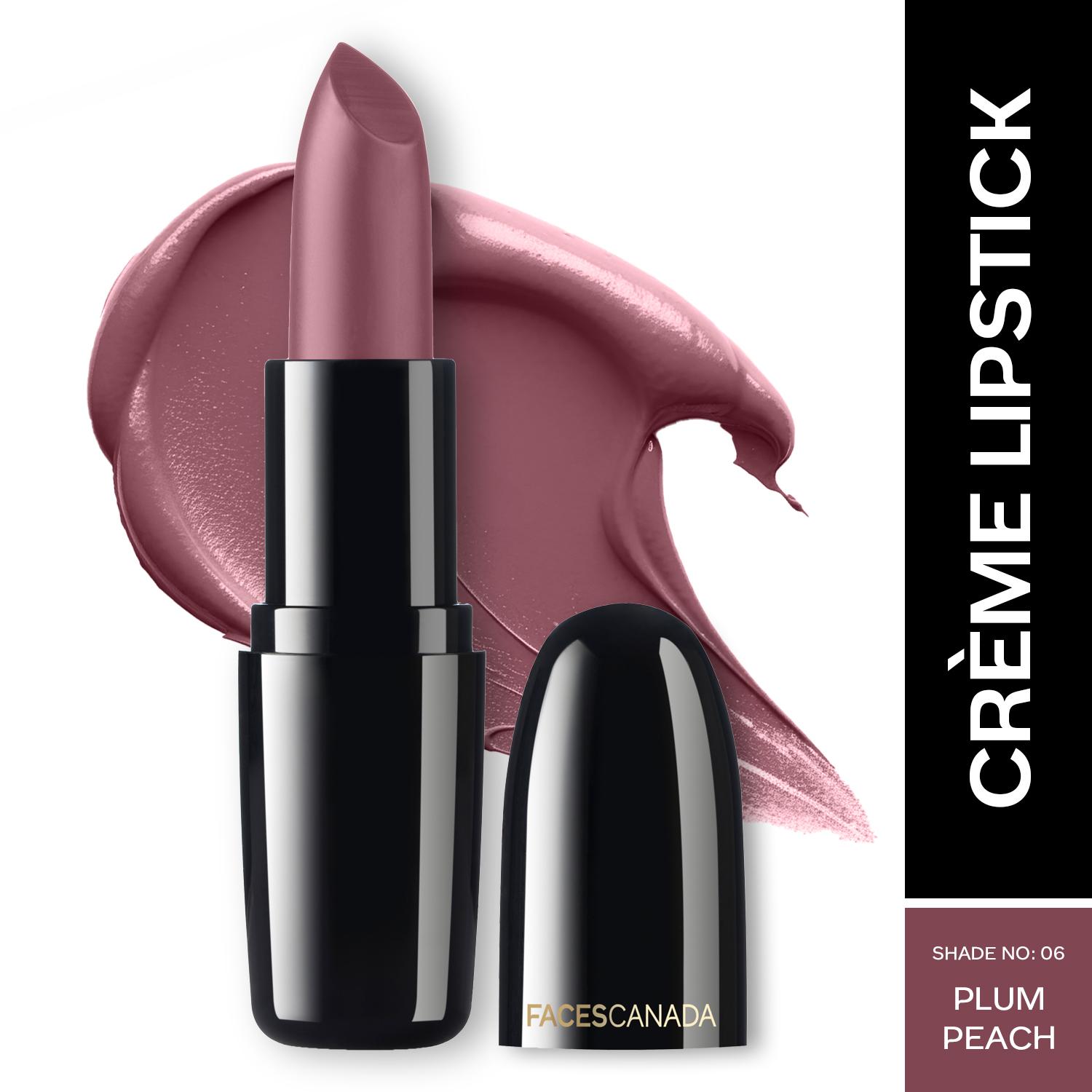 Faces Canada | Faces Canada Weightless Creme Finish Lipstick, Creamy Finish, Hydrated Lips - Plum Peach 06 (4 g)
