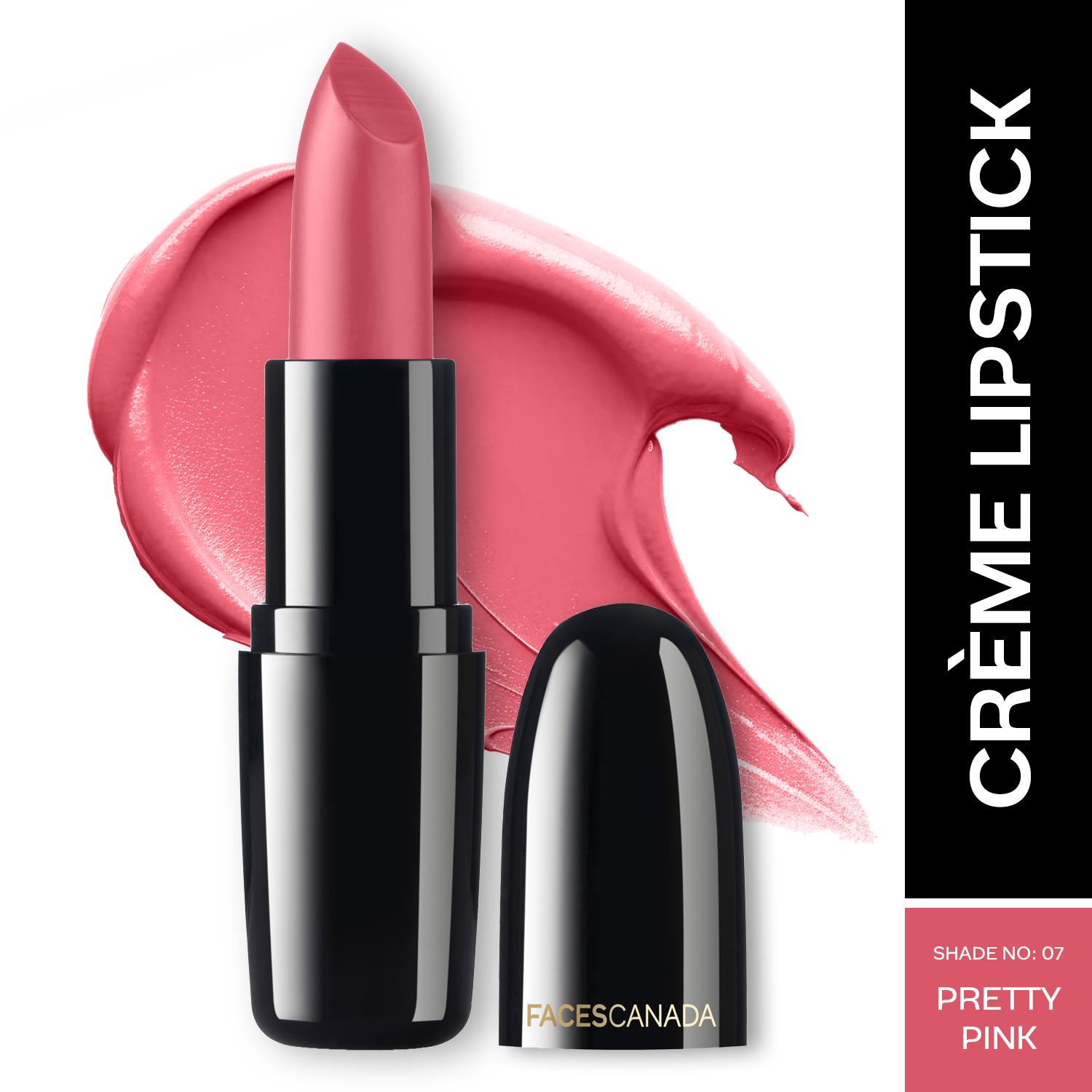 Faces Canada | Faces Canada Weightless Creme Finish Lipstick, Creamy Finish, Hydrated Lips - Pretty Pink 07 (4 g)