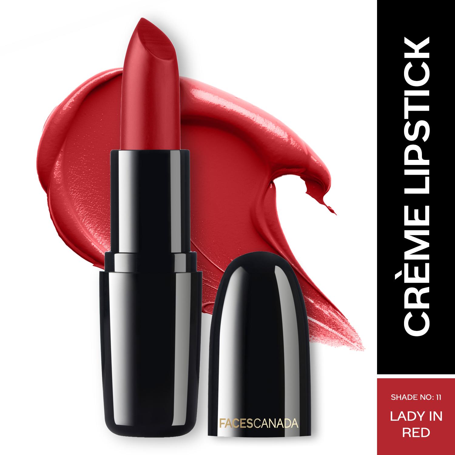 Faces Canada | Faces Canada Weightless Creme Finish Lipstick, Creamy Finish, Hydrated Lips - Lady in Red 11 (4 g)