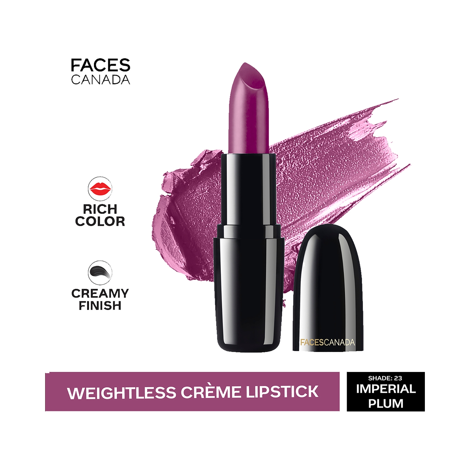 Faces Canada | Faces Canada Weightless Creme Finish Lipstick - 23 Imperial Plum (4g)