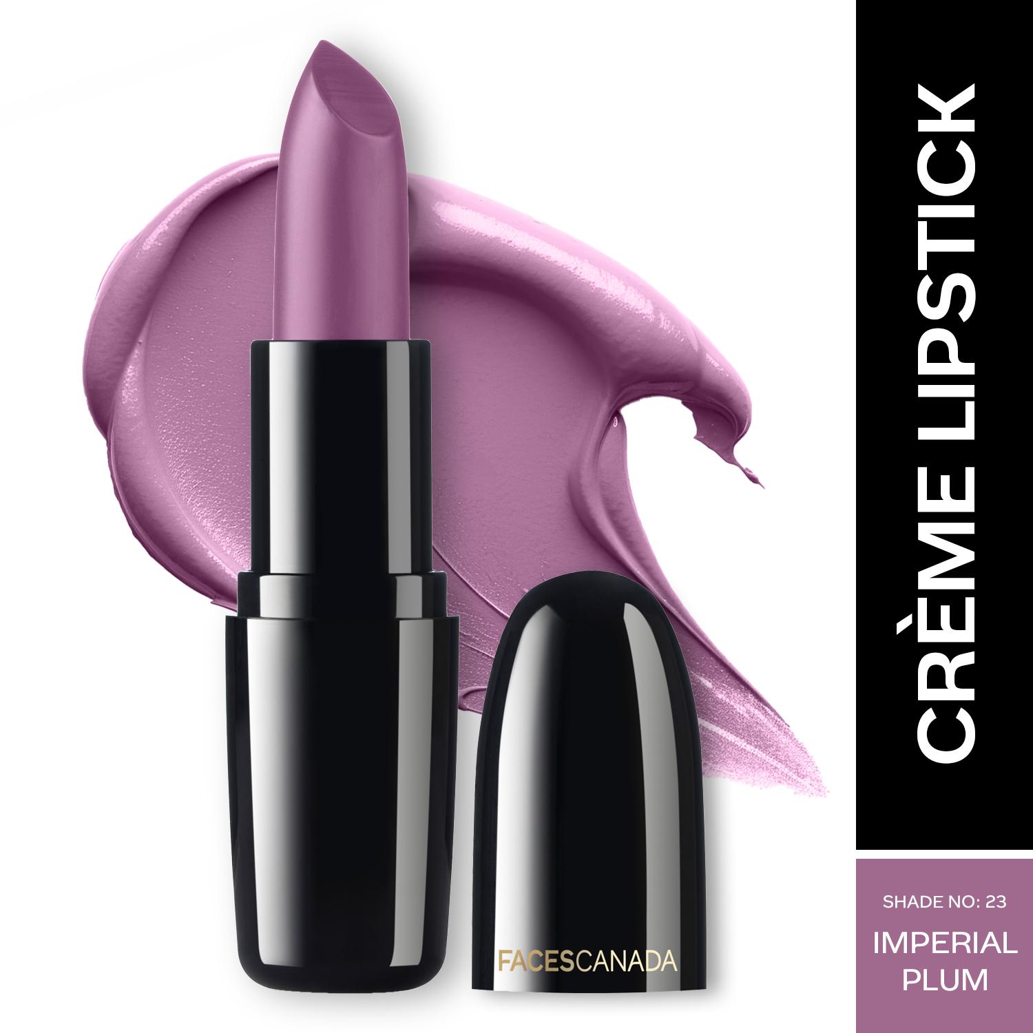 Faces Canada Weightless Creme Finish Lipstick, Creamy Finish, Hydrated Lips - Imperial Plum 23 (4 g)