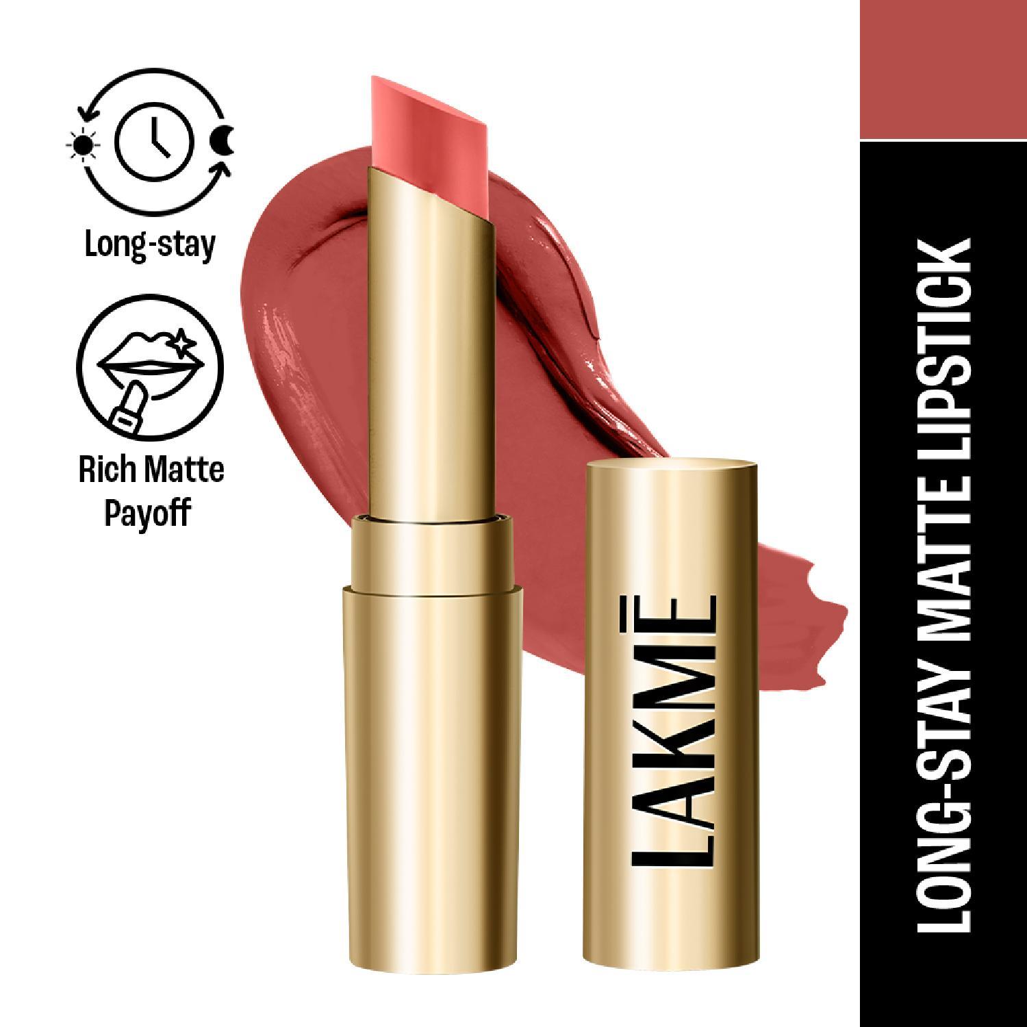 Lakme | Lakme Unreal 3D Slim Bullet, Matte Finish, Nude Pop, (3.6 g)