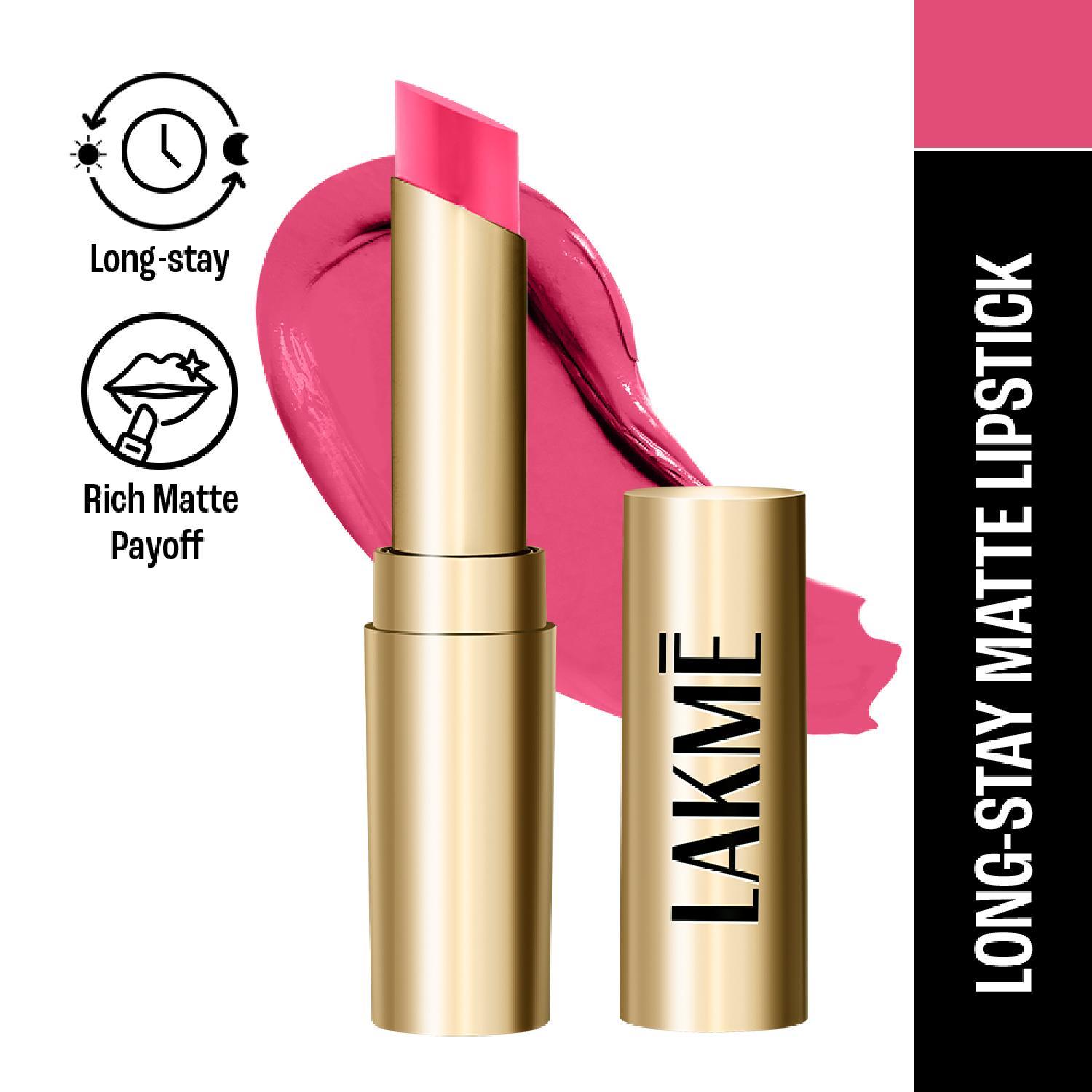 Lakme | Lakme Unreal 3D Slim Bullet, Matte Finish, Pink Buzz, (3.6 g)