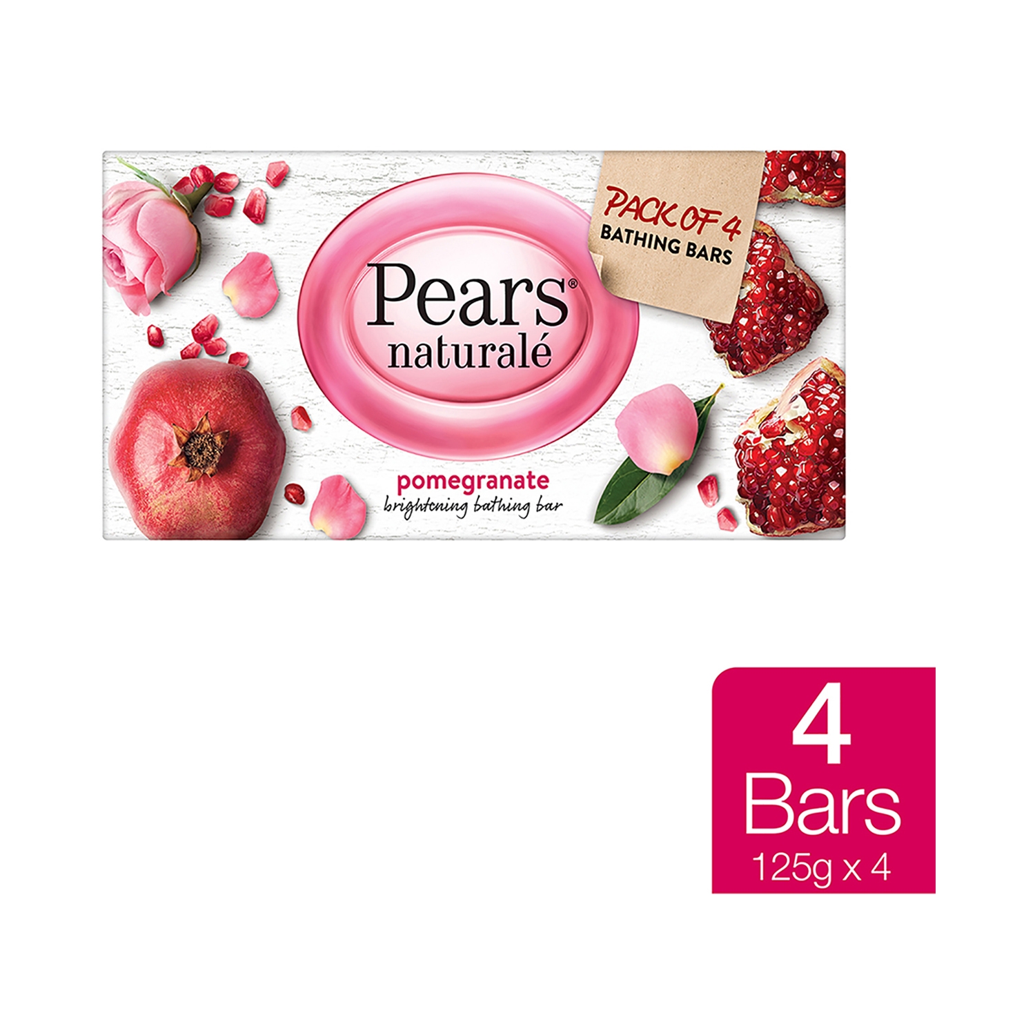 Pears | Pears Naturale Pomegranate Brightening Bathing Bar Combo - (4 Pcs)