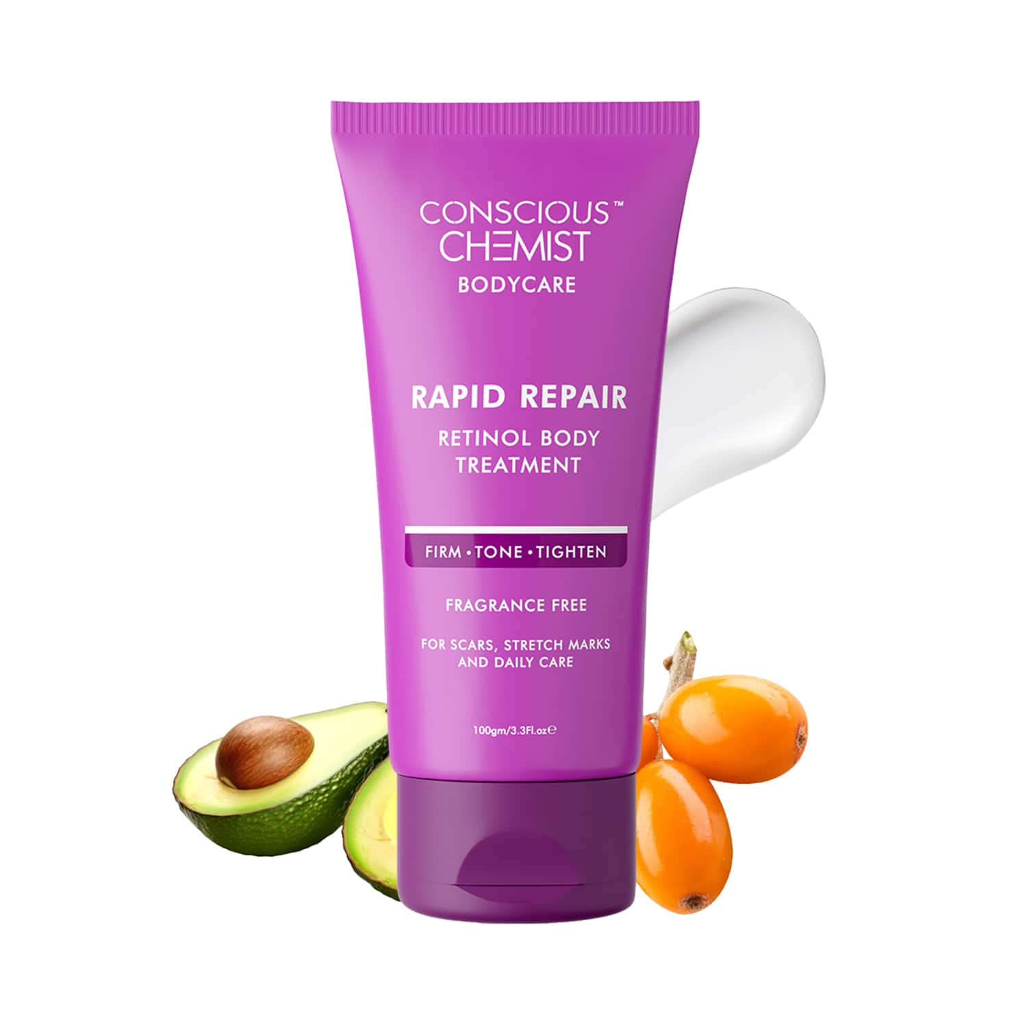 Conscious Chemist | Conscious Chemist Retinol Body Cream For Stretch marks, Uneven Skin Tone, Lines & Scars (100g)