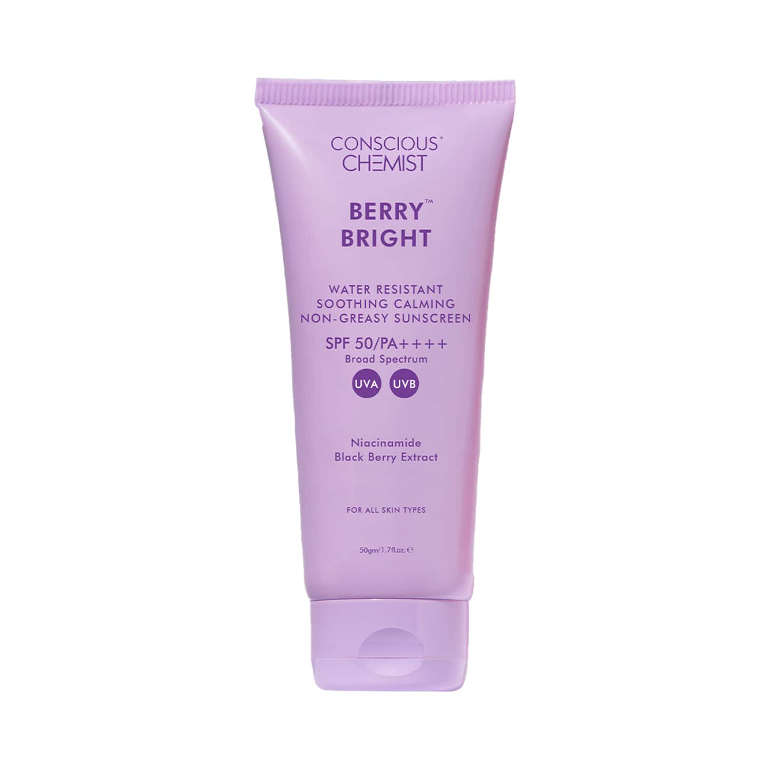 Conscious Chemist | Conscious Chemist Berry Bright Sunscreen for Oily Skin SPF 50 PA ++++ UVA/UVB, Non-Greasy (50g)