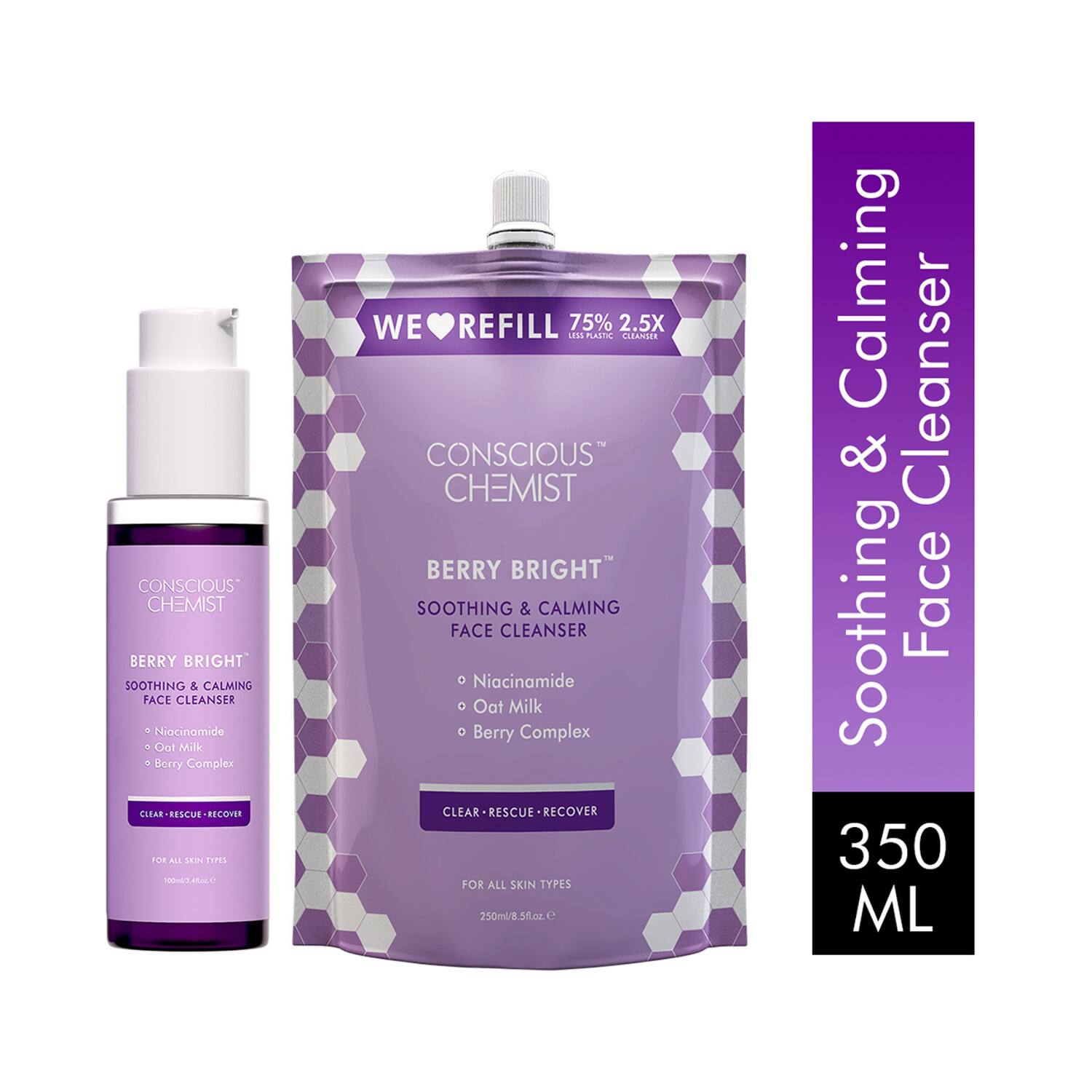 Conscious Chemist | Conscious Chemist Berry Bright Smoothing & Calming Face Cleanser + Refill Pack (350ml)