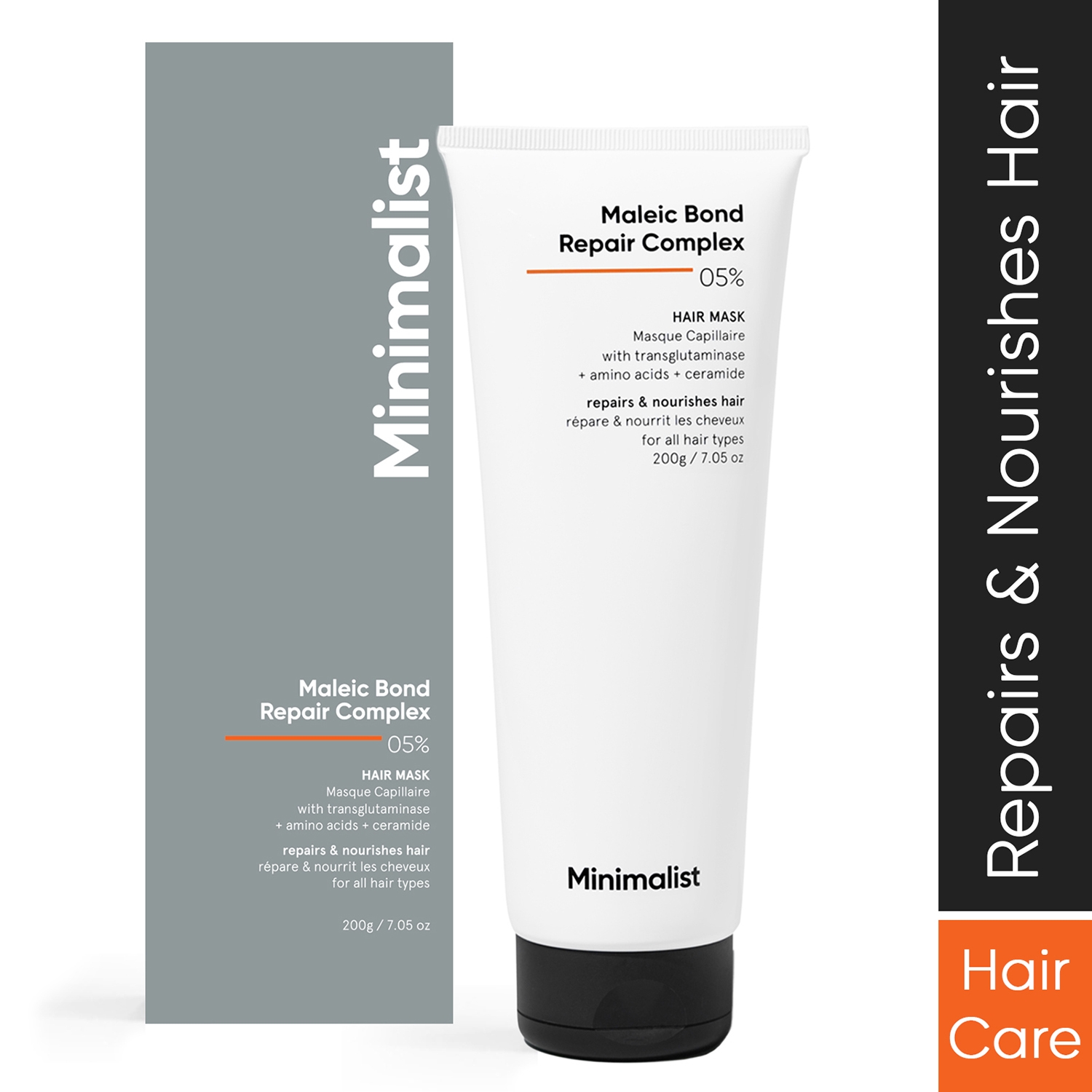 Minimalist | Minimalist 5% Maleic Bond Repair Complex Hair Mask With Transglutaminase, Amino Acids (200g)